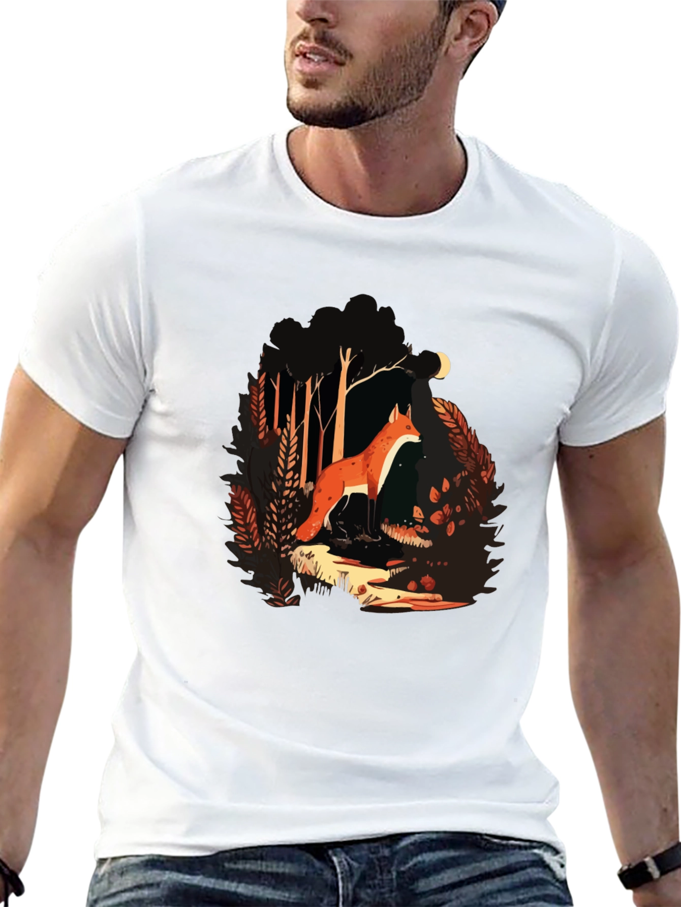 Black Fox in Forest Graphic T-Shirt - Nature Lover Tee view 13
