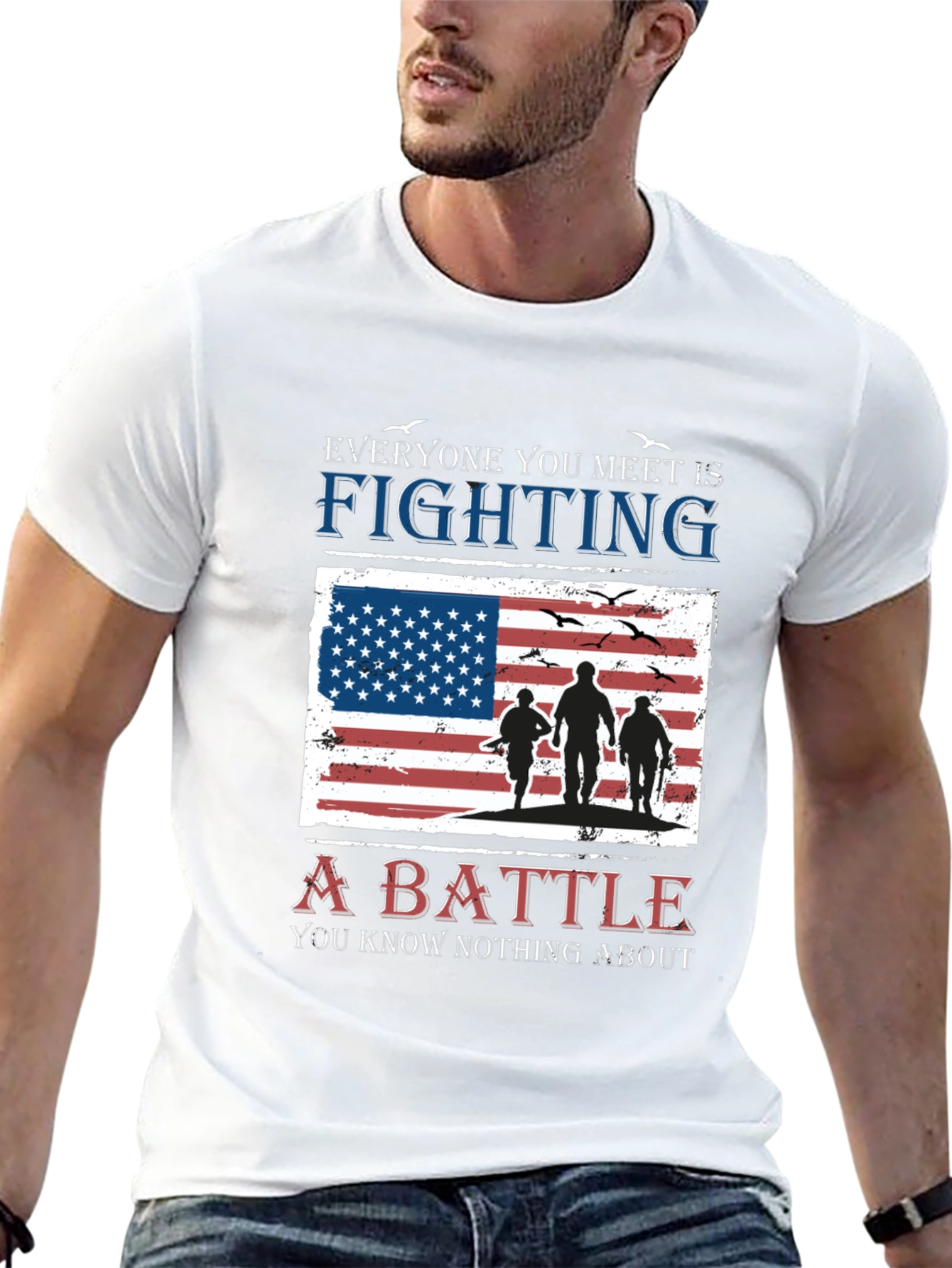 Black Everyone You Meet is Fighting a Battle T-Shirt view 13