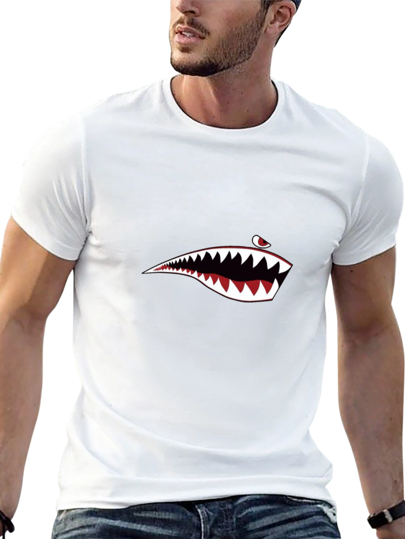 Black Shark Mouth Graphic Tee - Men's Black T-Shirt view 13