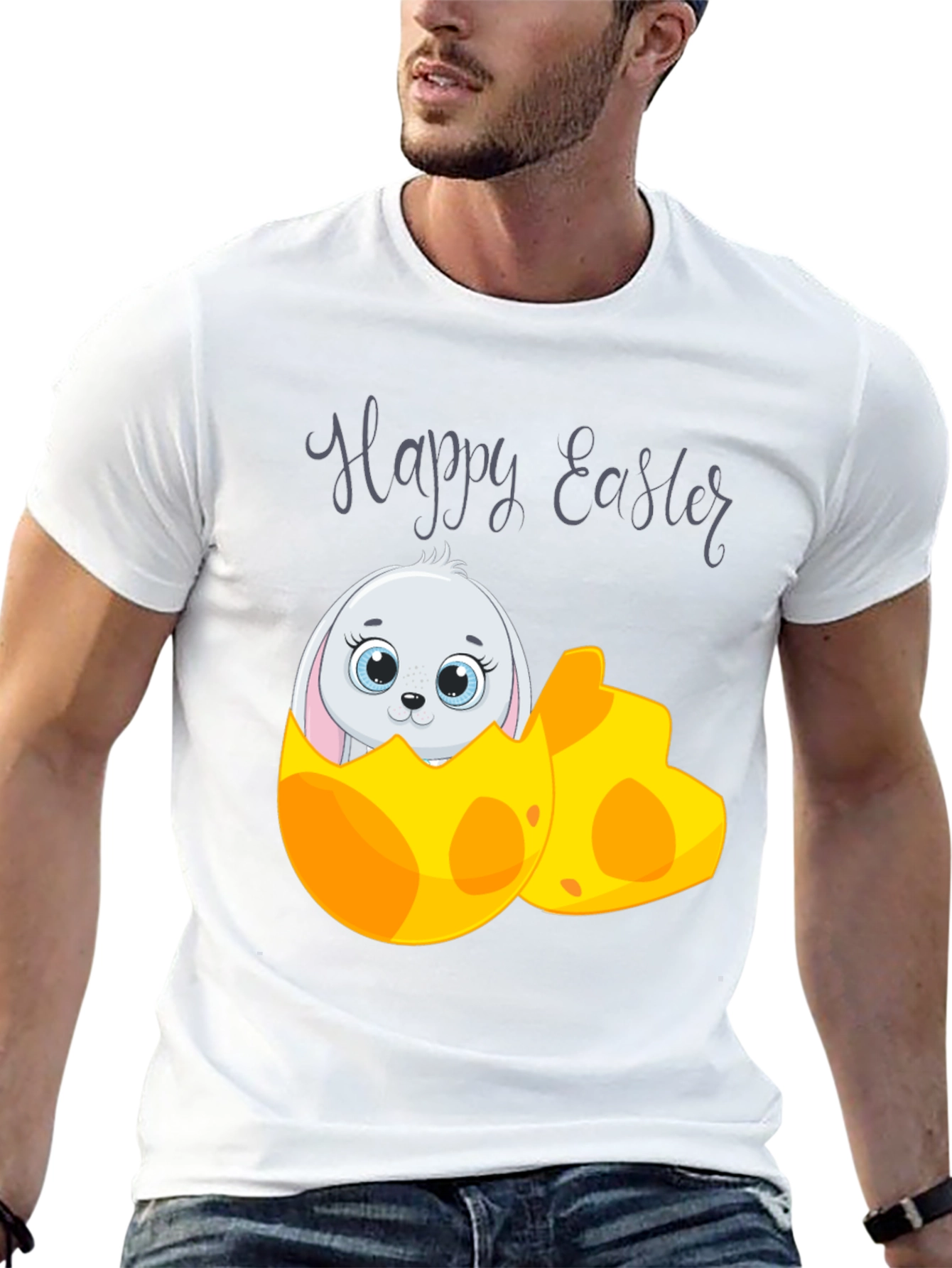 Black Happy Easter Bunny Egg T-Shirt view 13