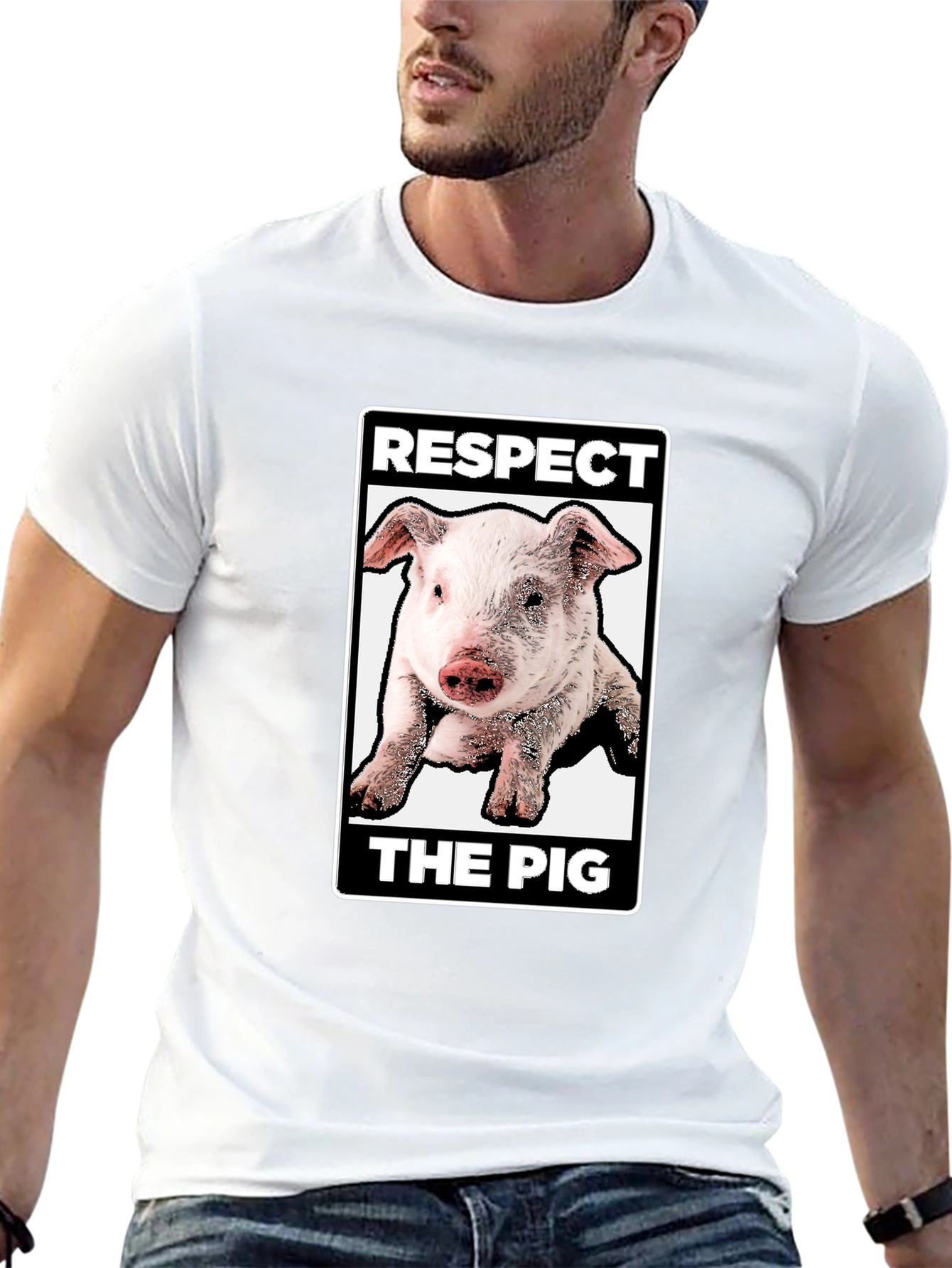 Black Respect the Pig Graphic T-Shirt - Black view 13