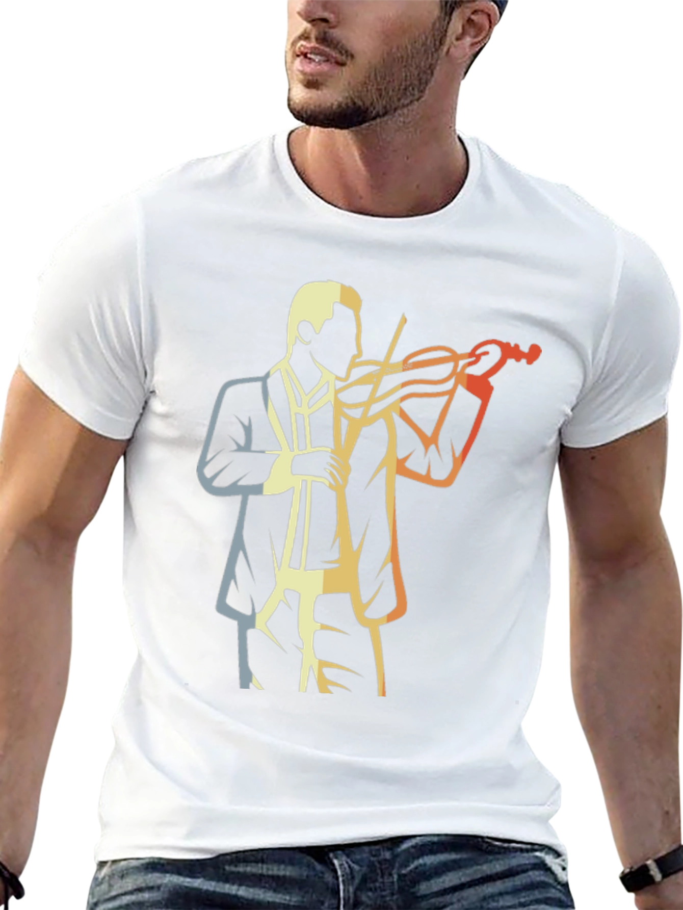 Black Retro Violinist Graphic Tee view 13