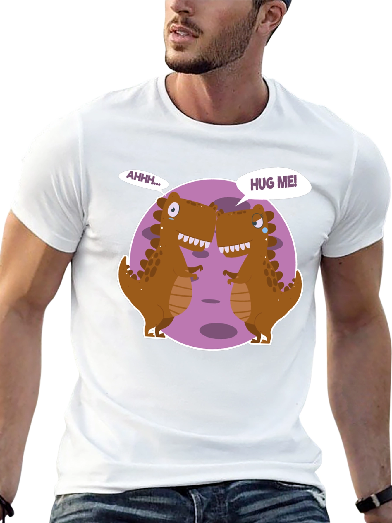 Black Dino Hugs Graphic Tee - Funny T-Rex T-Shirt view 13