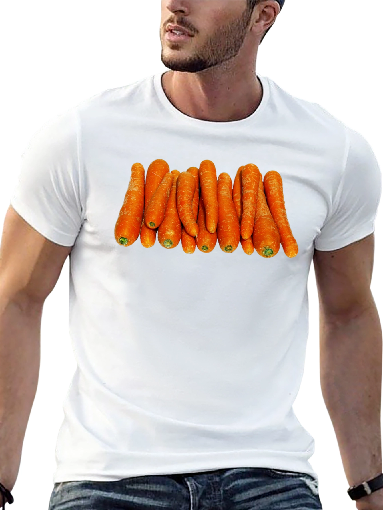 Black Funny Carrot Pattern Black T-Shirt view 13