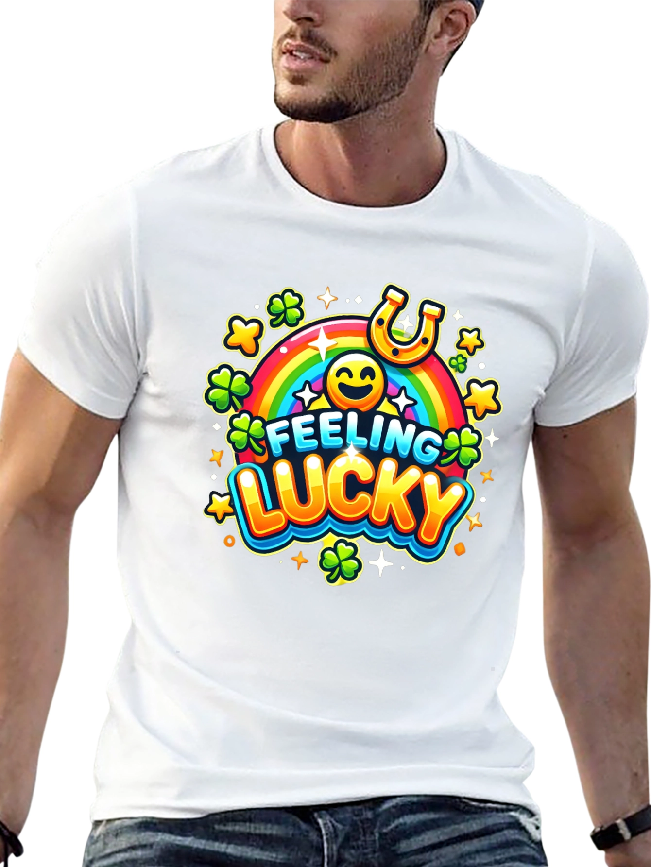 Black Feeling Lucky St. Patrick's Day Black T-Shirt view 13