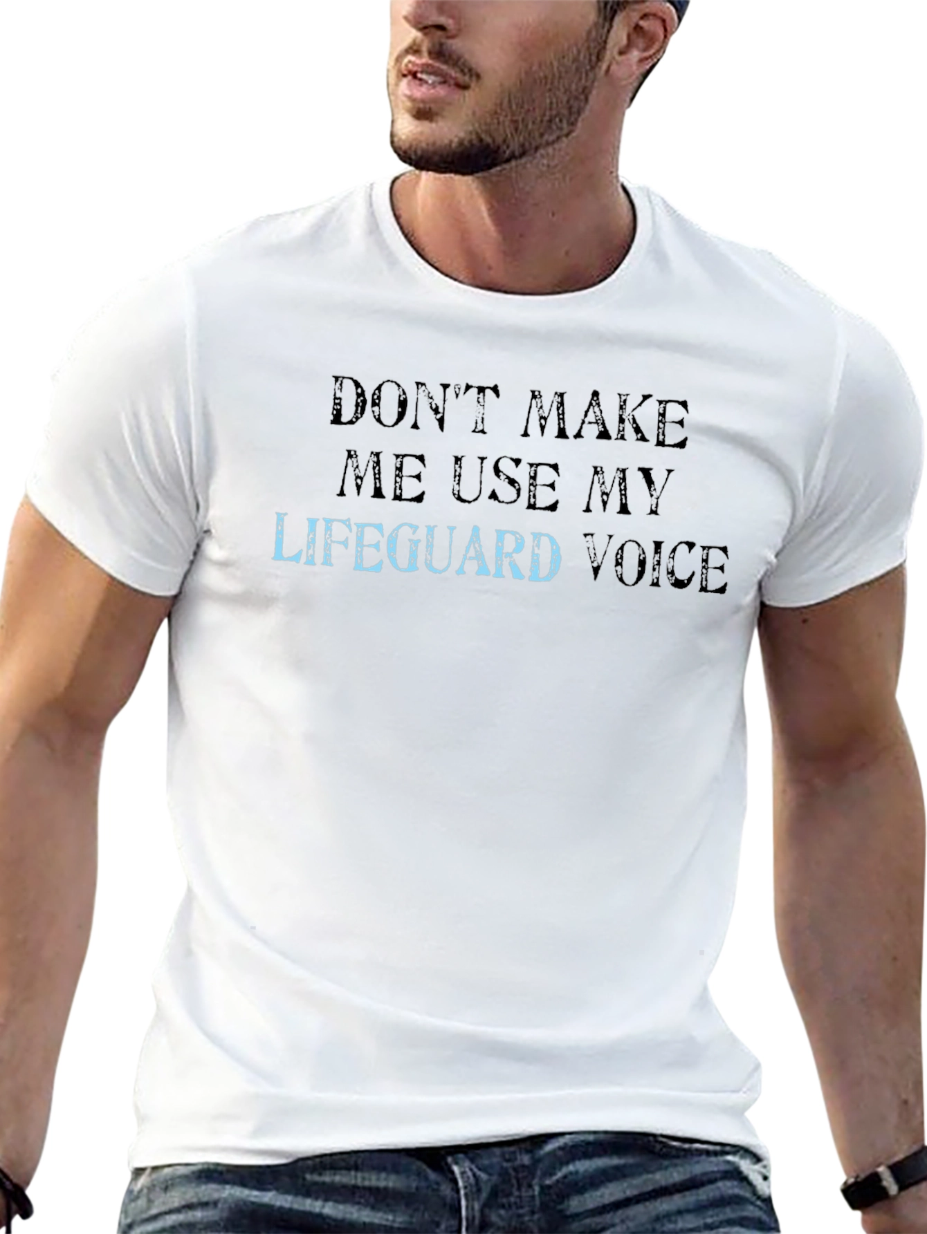 Black Lifeguard Voice Graphic Tee - Funny Slogan T-Shirt view 13