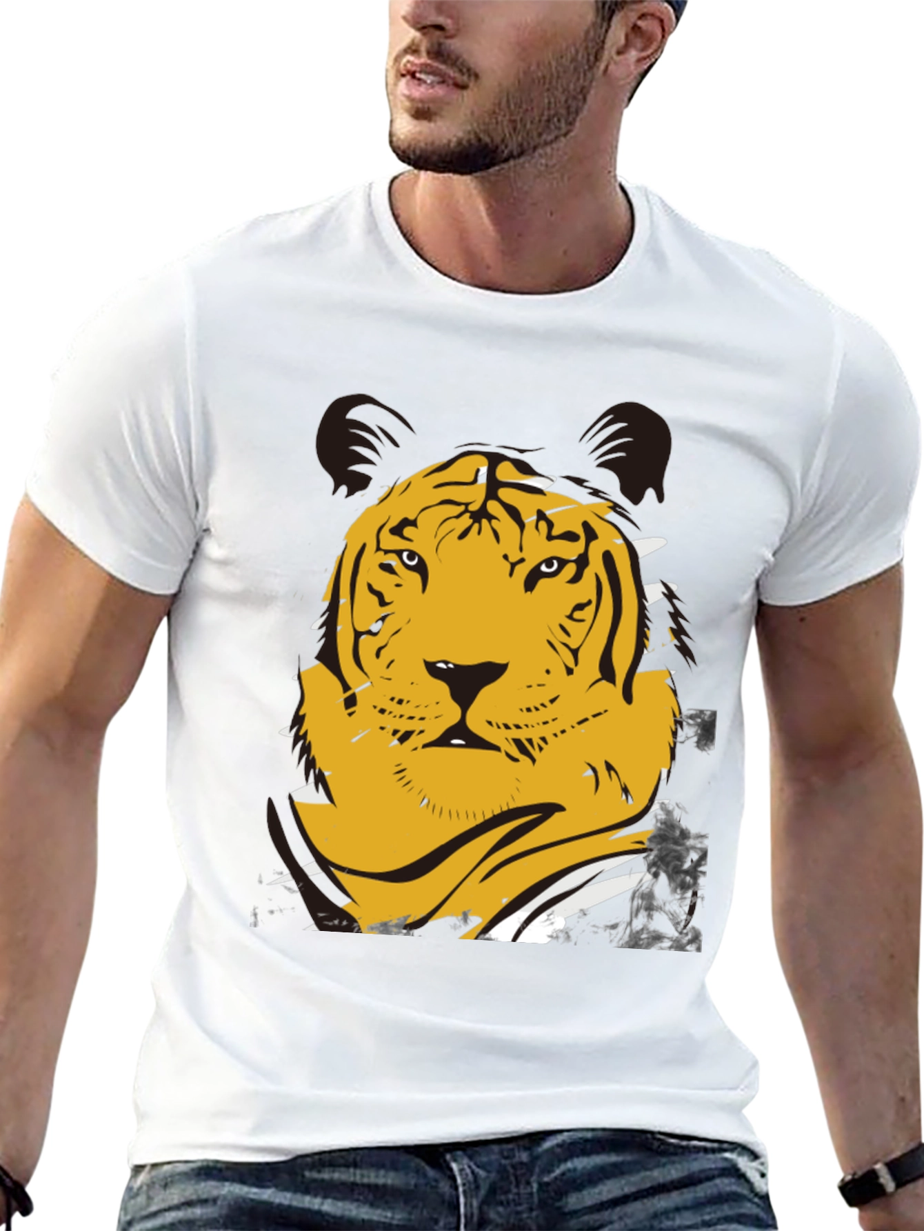 Black Bold Tiger Graphic T-Shirt - Men's Black Tee view 13