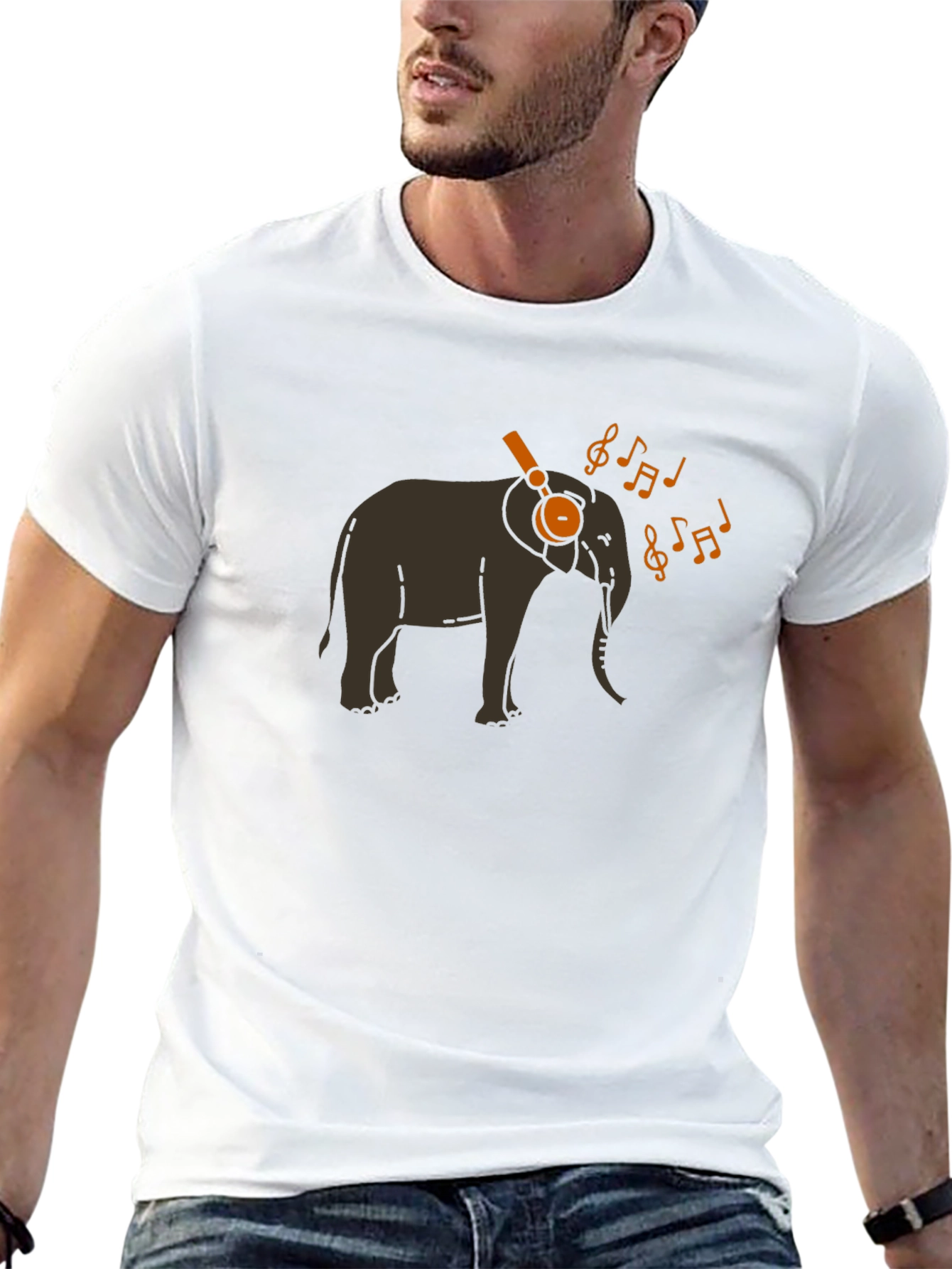 Black Musical Elephant Graphic T-Shirt - Cool Animal Tee view 13