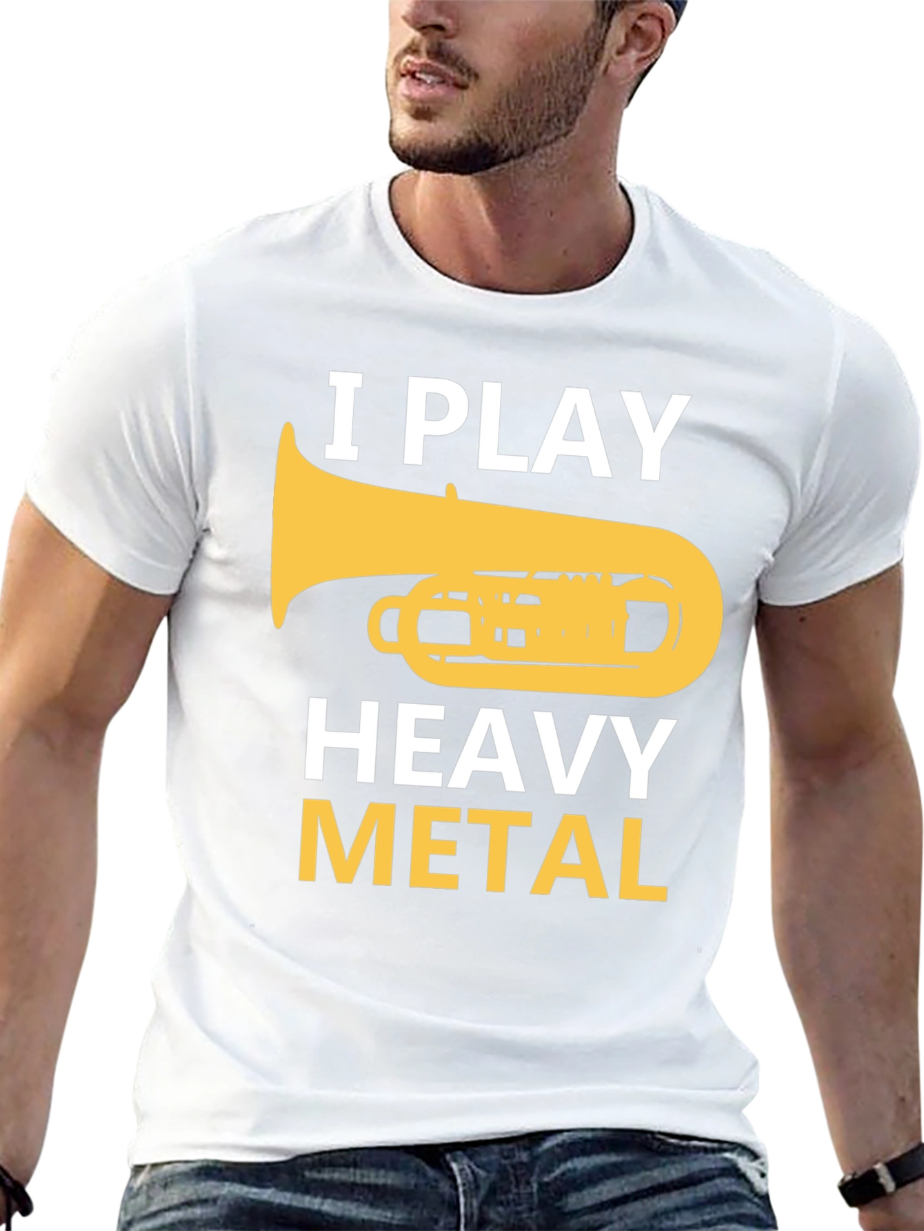 Black I Play Heavy Metal Tuba Funny Musician T-Shirt view 13