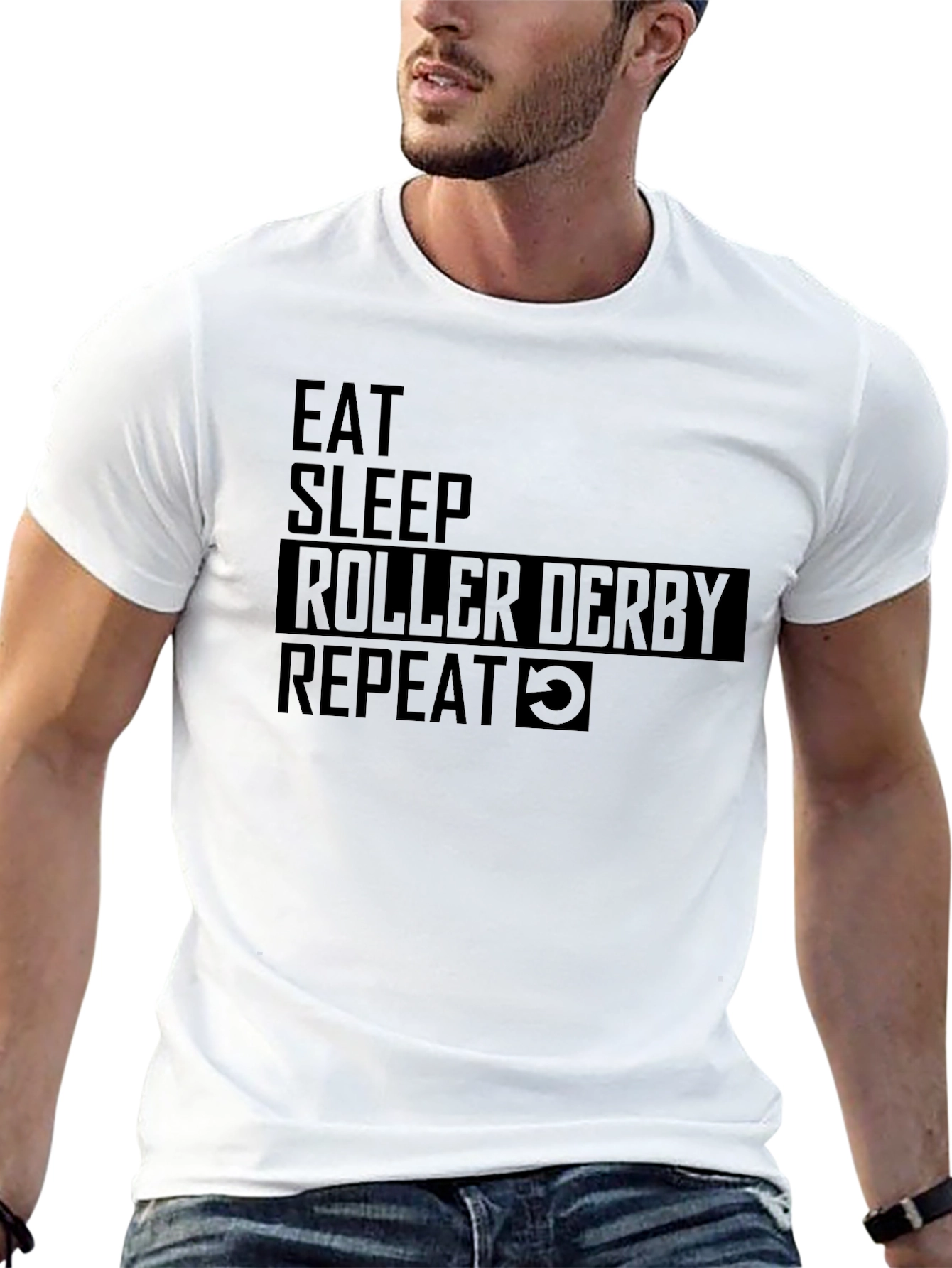 Black Eat Sleep Roller Derby Repeat Black T-Shirt view 13