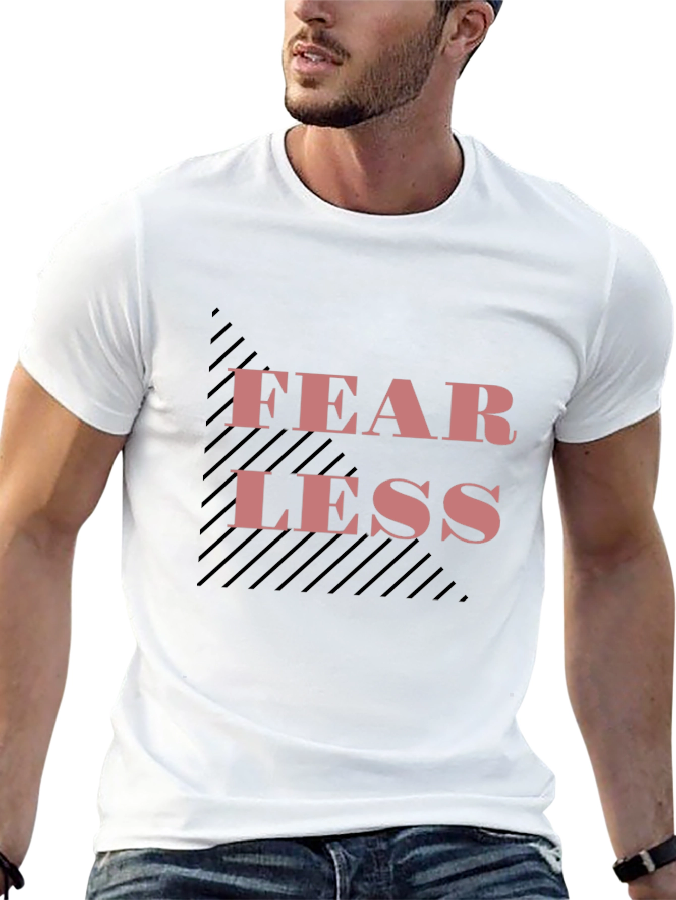 Black Fearless Graphic Tee - Black Cotton Blend view 13
