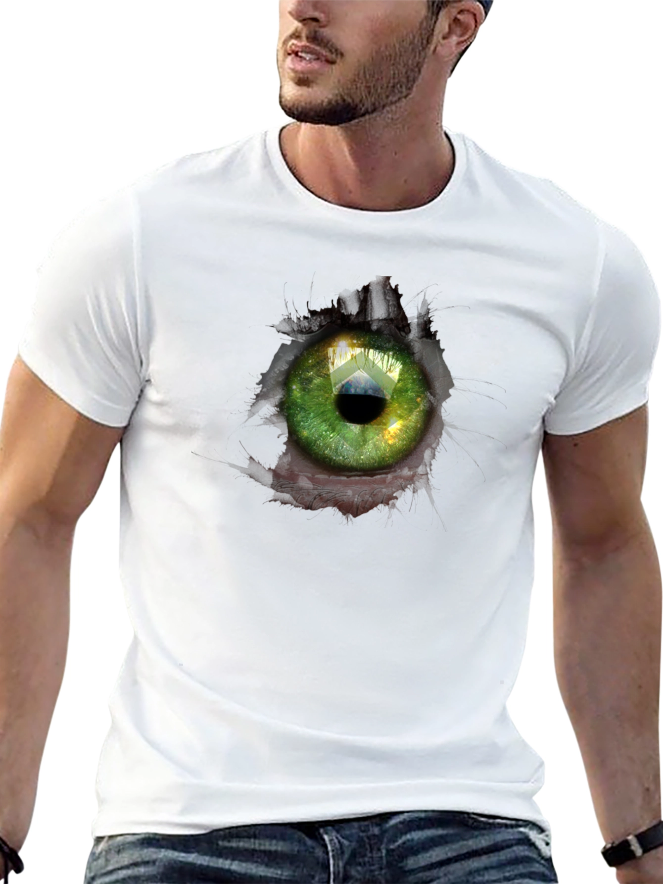 Black Surreal Eye Graphic Black T-Shirt view 13