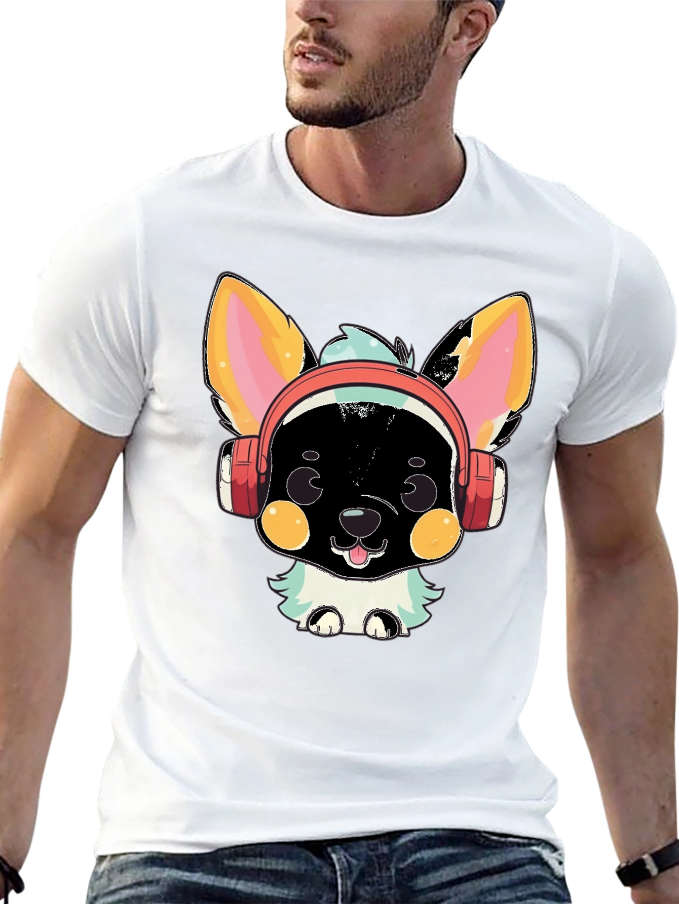 Black Cool Canine Beats T-Shirt view 13
