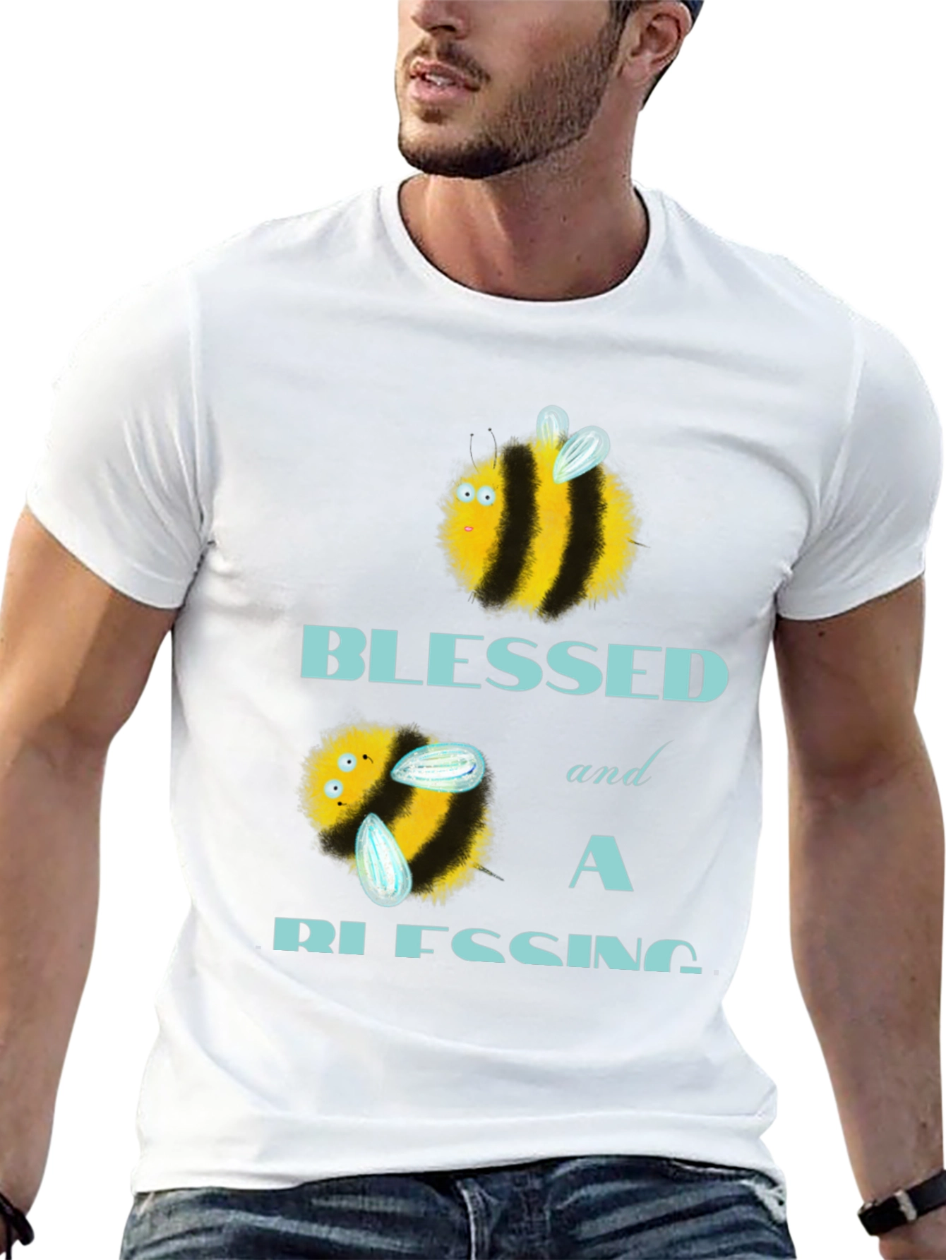 Black Blessed Bee T-Shirt - Cute Graphic Tee view 13