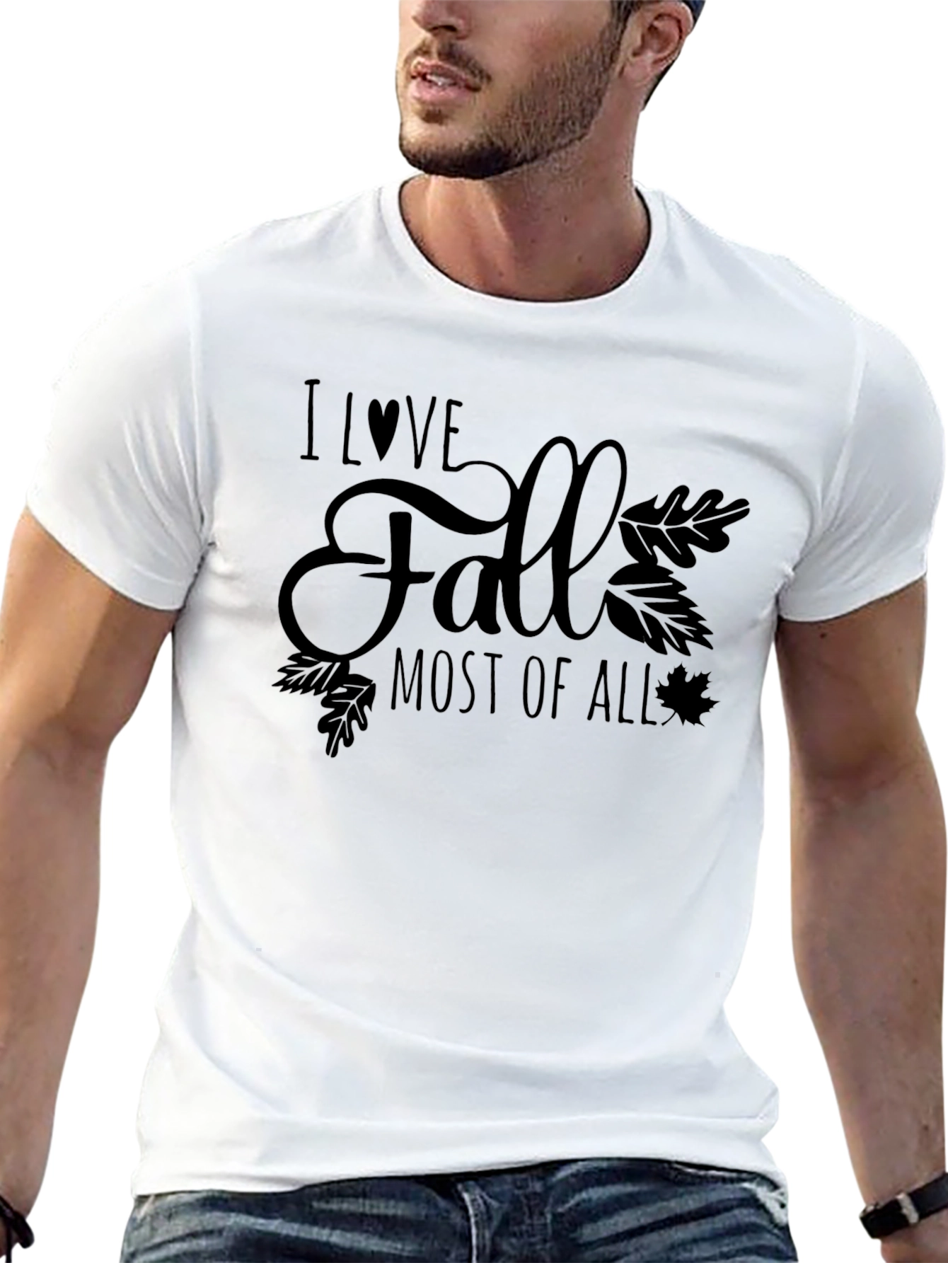 Black I Love Fall Most of All Black Graphic Tee view 13