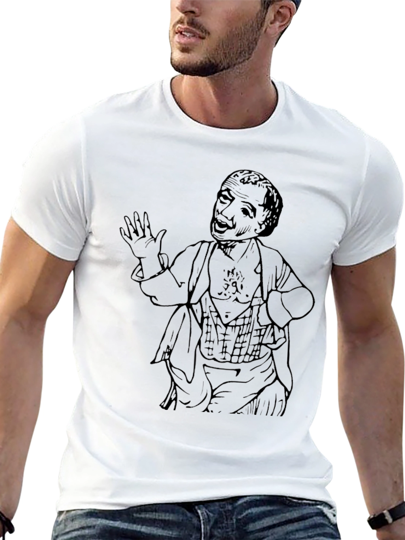 Black Vintage Graphic Tee - Comedian Sketch Black T-Shirt view 13