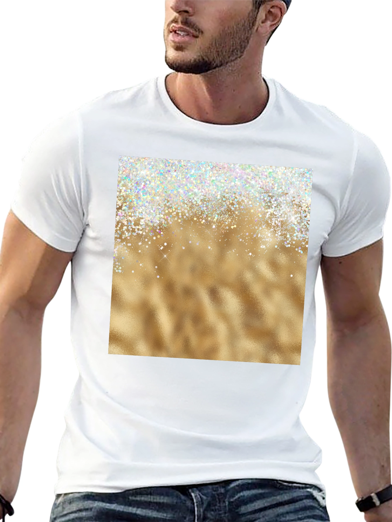 Black Sparkling Gold Graphic Tee view 13