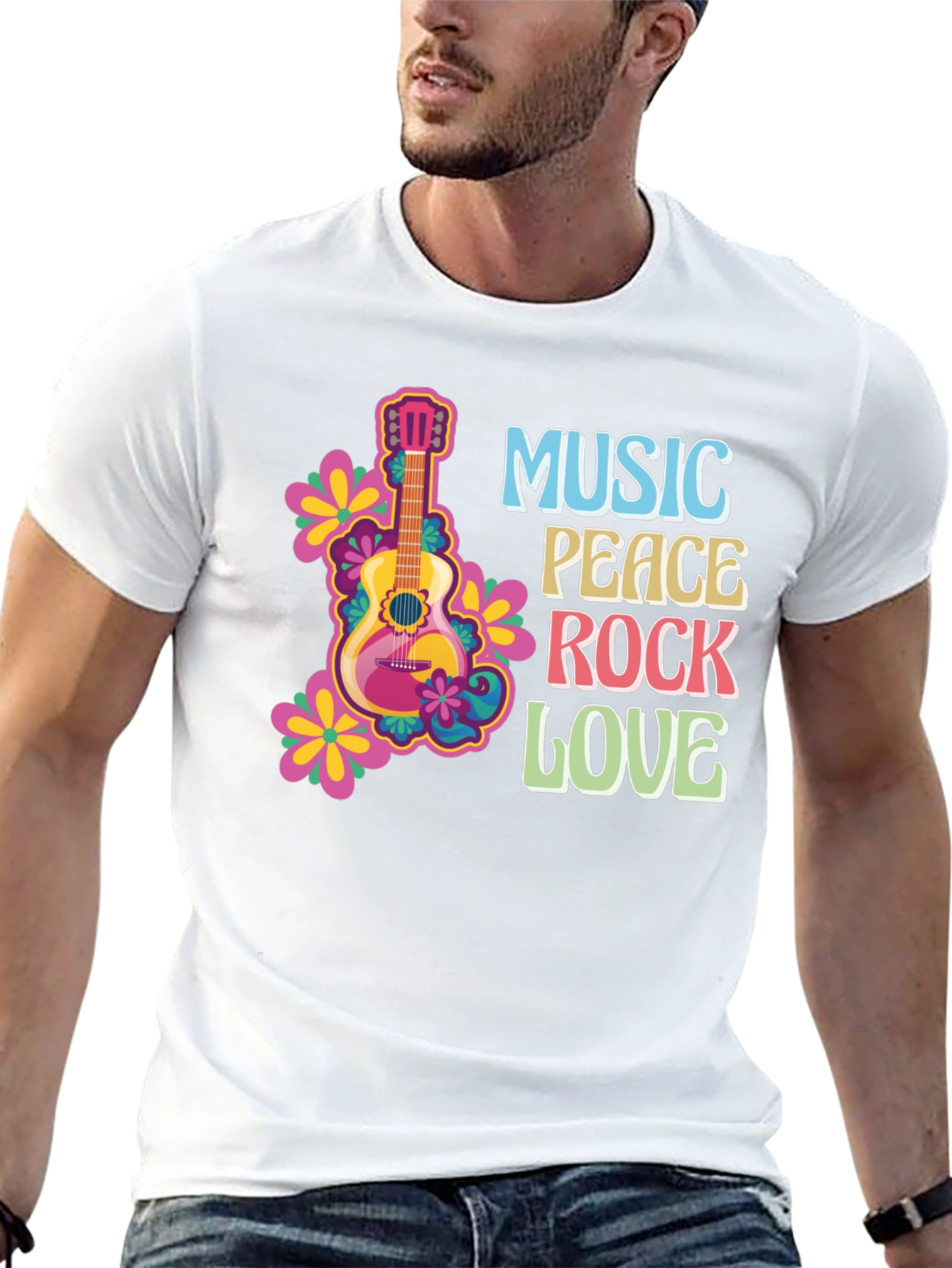 Black Music Peace Rock Love Graphic T-Shirt view 13