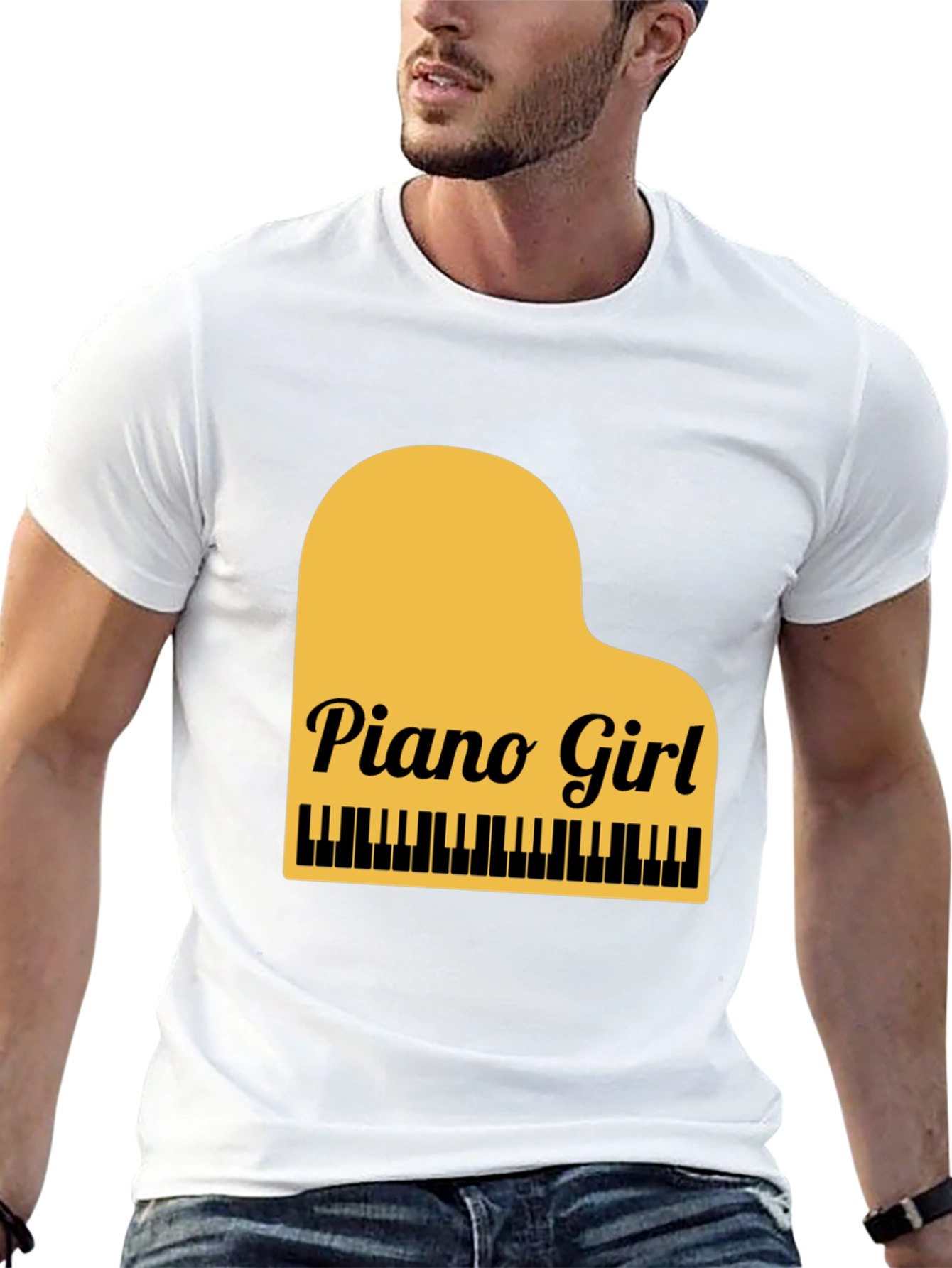 Black Piano Girl Graphic Tee - Black Cotton Blend view 13