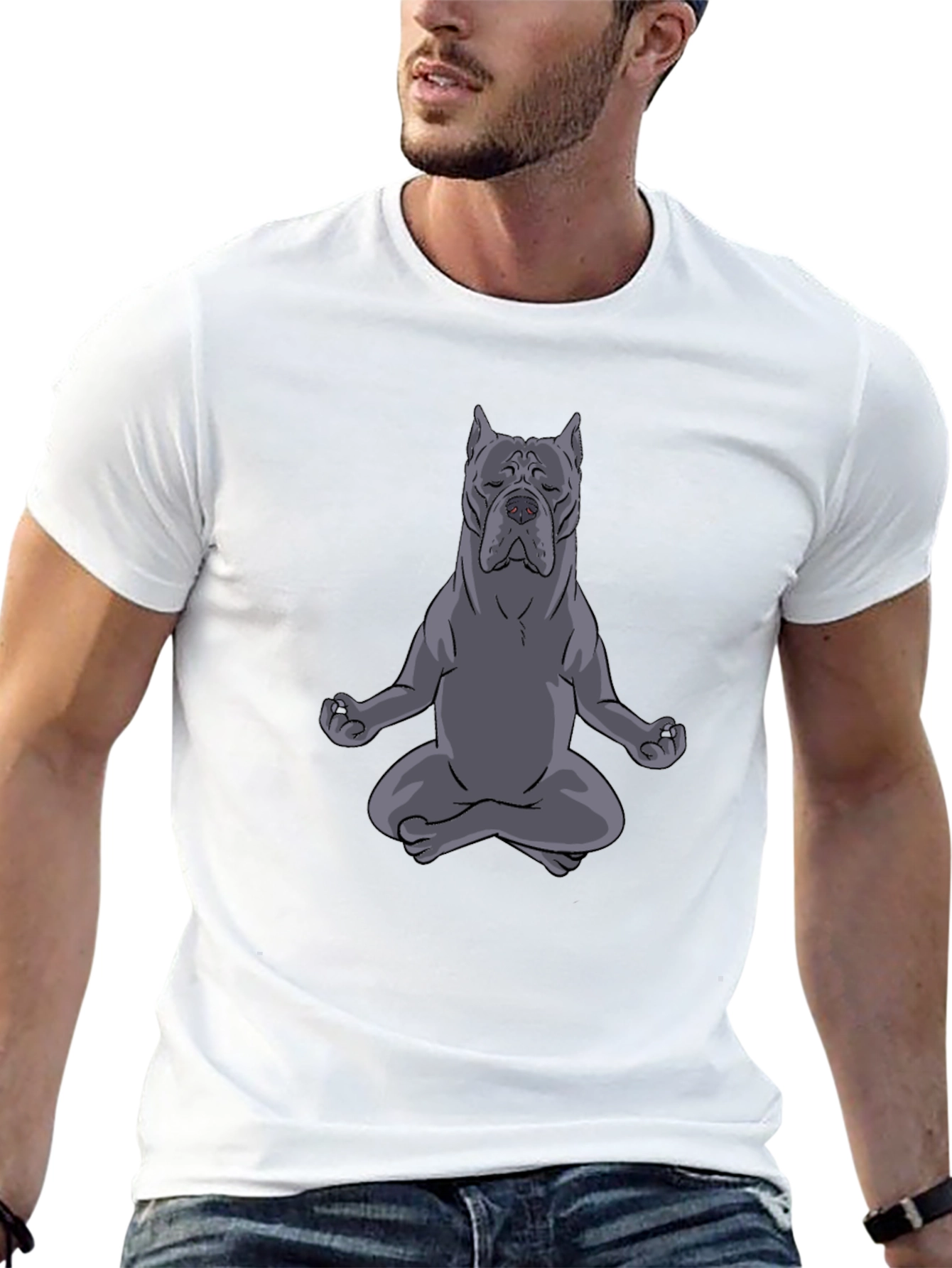 Black Zen Dog T-Shirt - Meditating Canine Graphic Tee view 13
