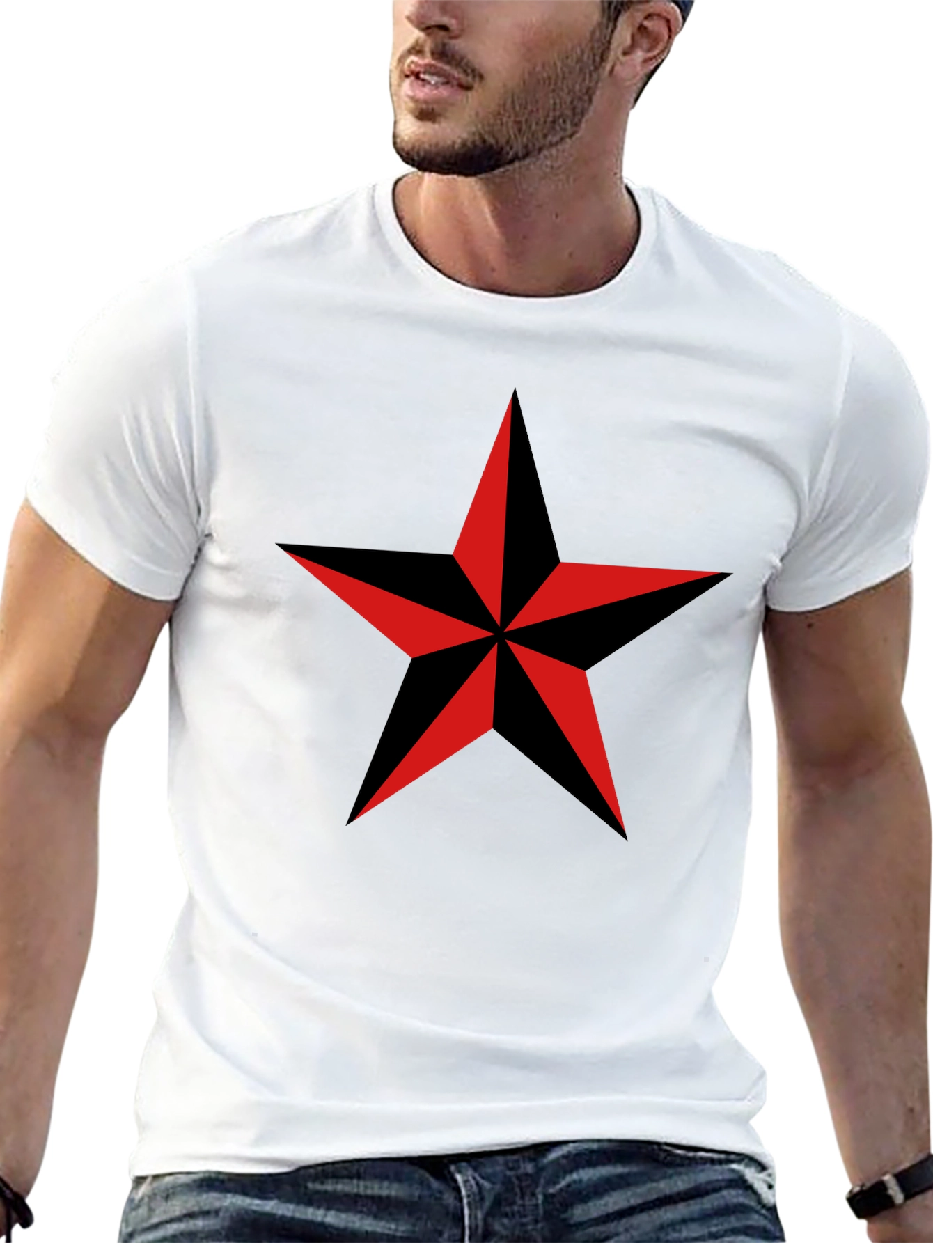Nautical Star Graphic T-Shirt - Classic Crew Neck - 13