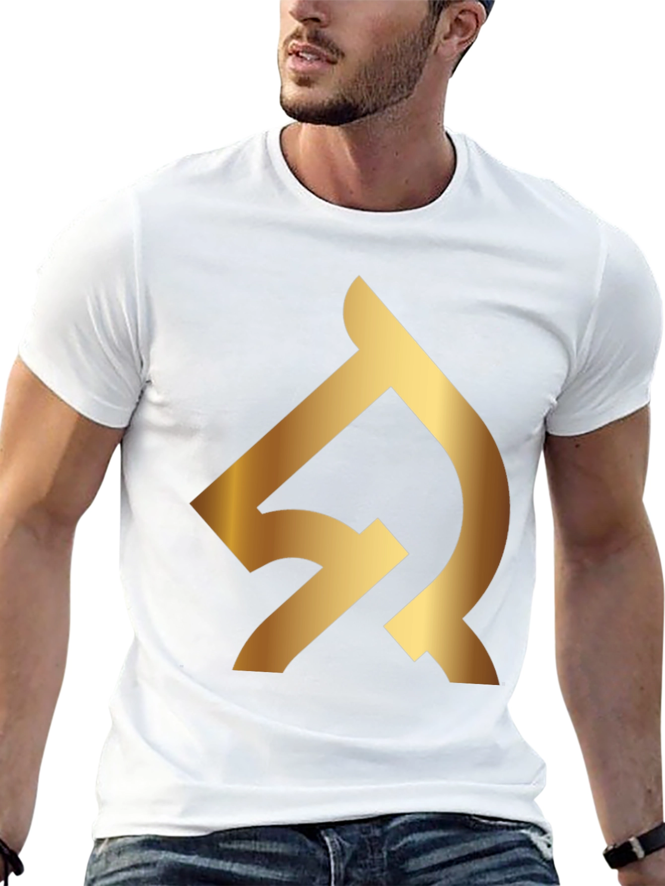 Black Black T-Shirt with Gold Abstract Logo view 13
