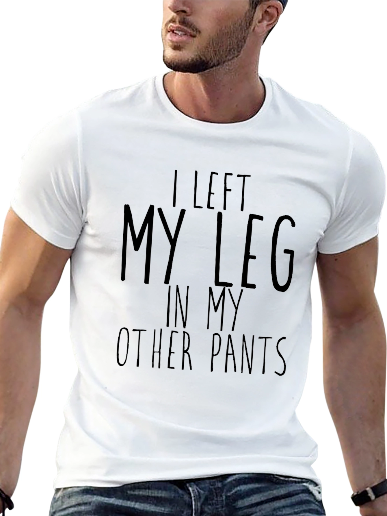 Black Funny "Left My Leg" Graphic Tee - Mens Black T-Shirt view 13