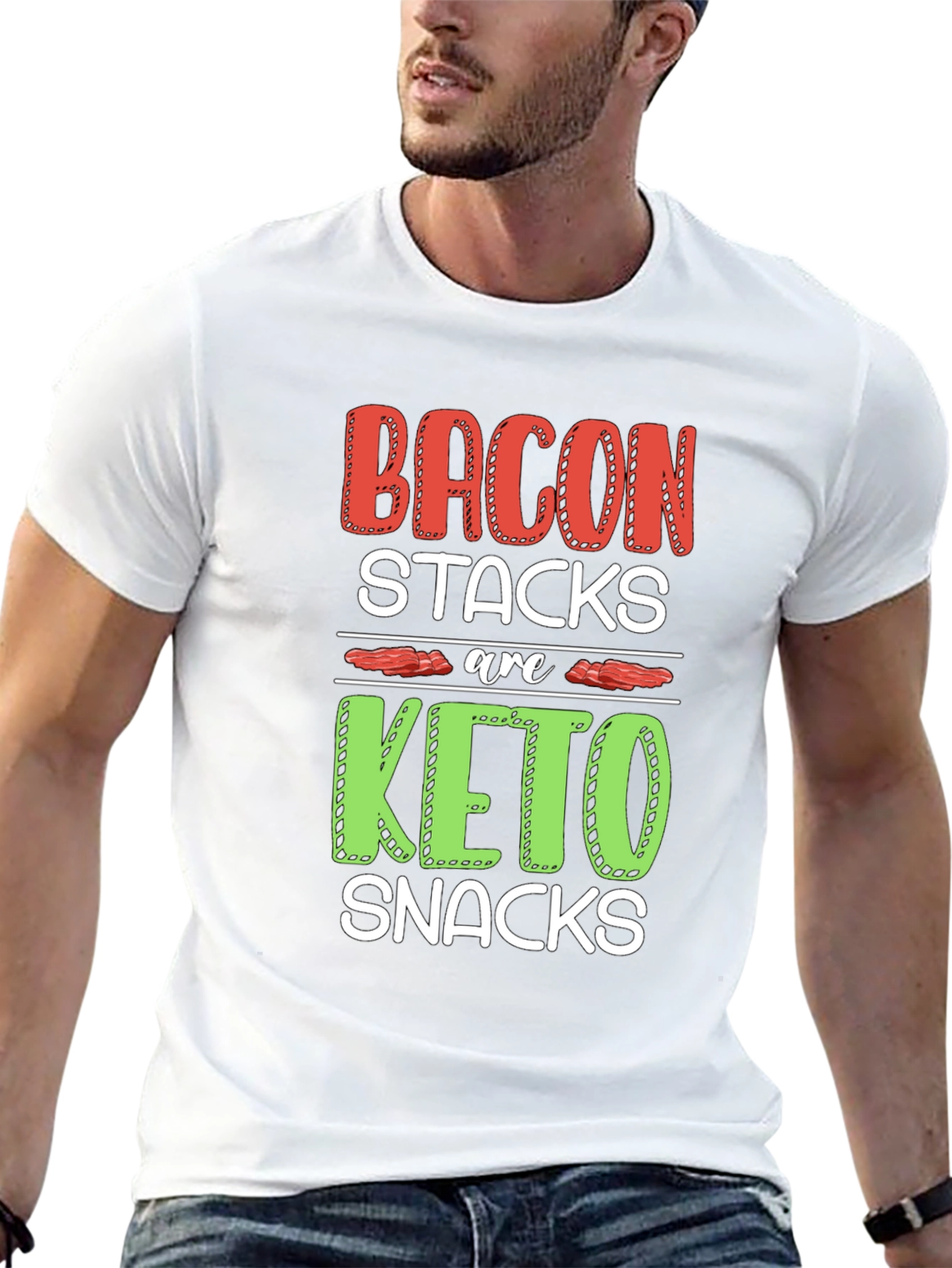 Black Bacon Keto Diet Black T-Shirt view 13
