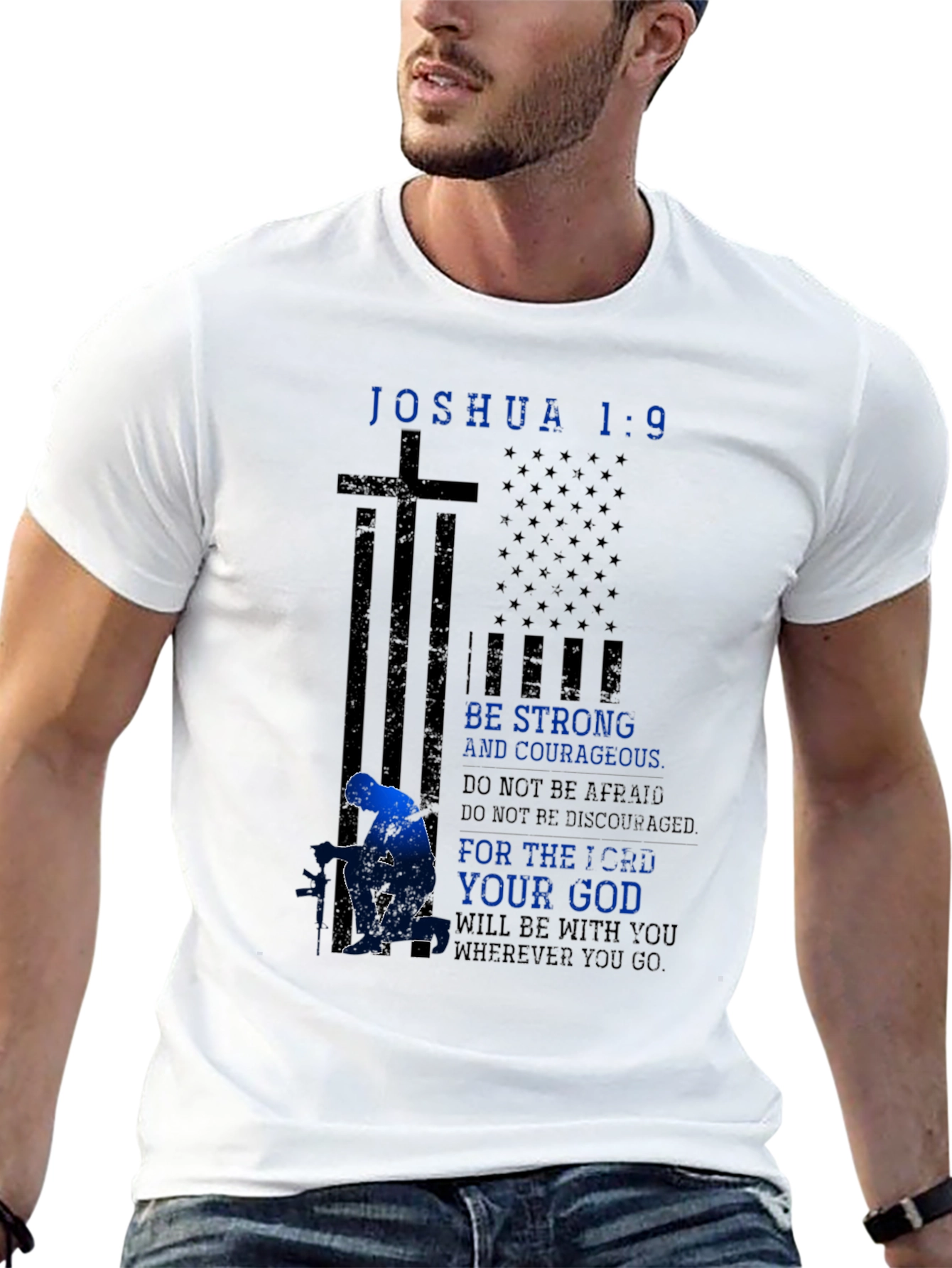 Black Joshua 1:9 Patriotic Graphic Tee view 13