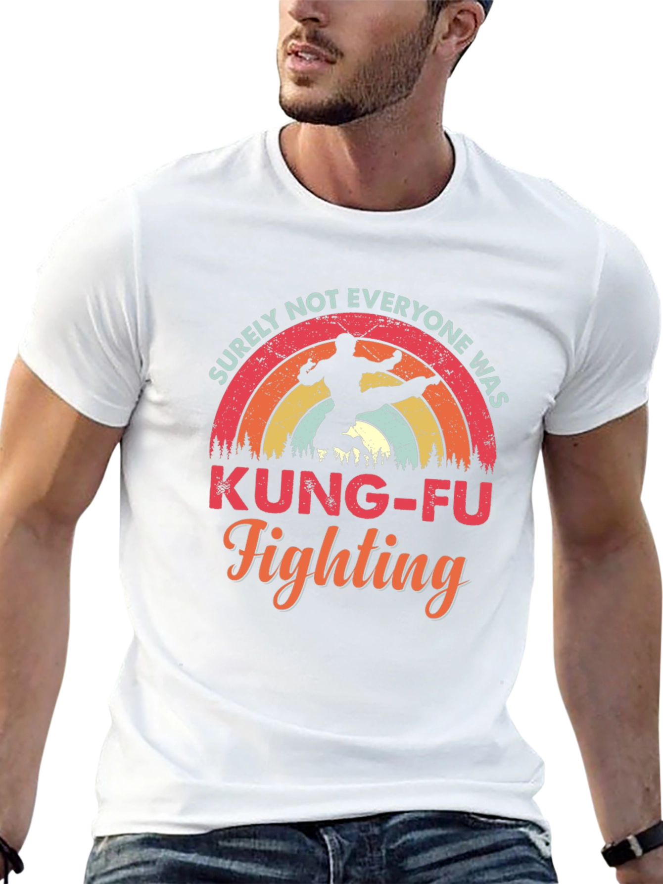 Black Kung-Fu Fighting Graphic T-Shirt - Retro Style view 13