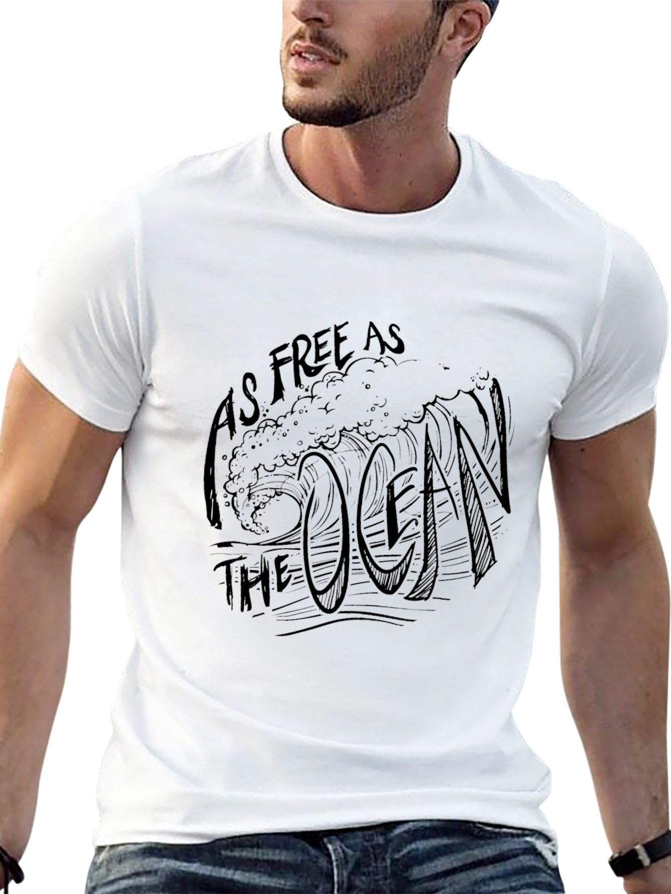 Black As Free As The Ocean Black Graphic Tee view 13