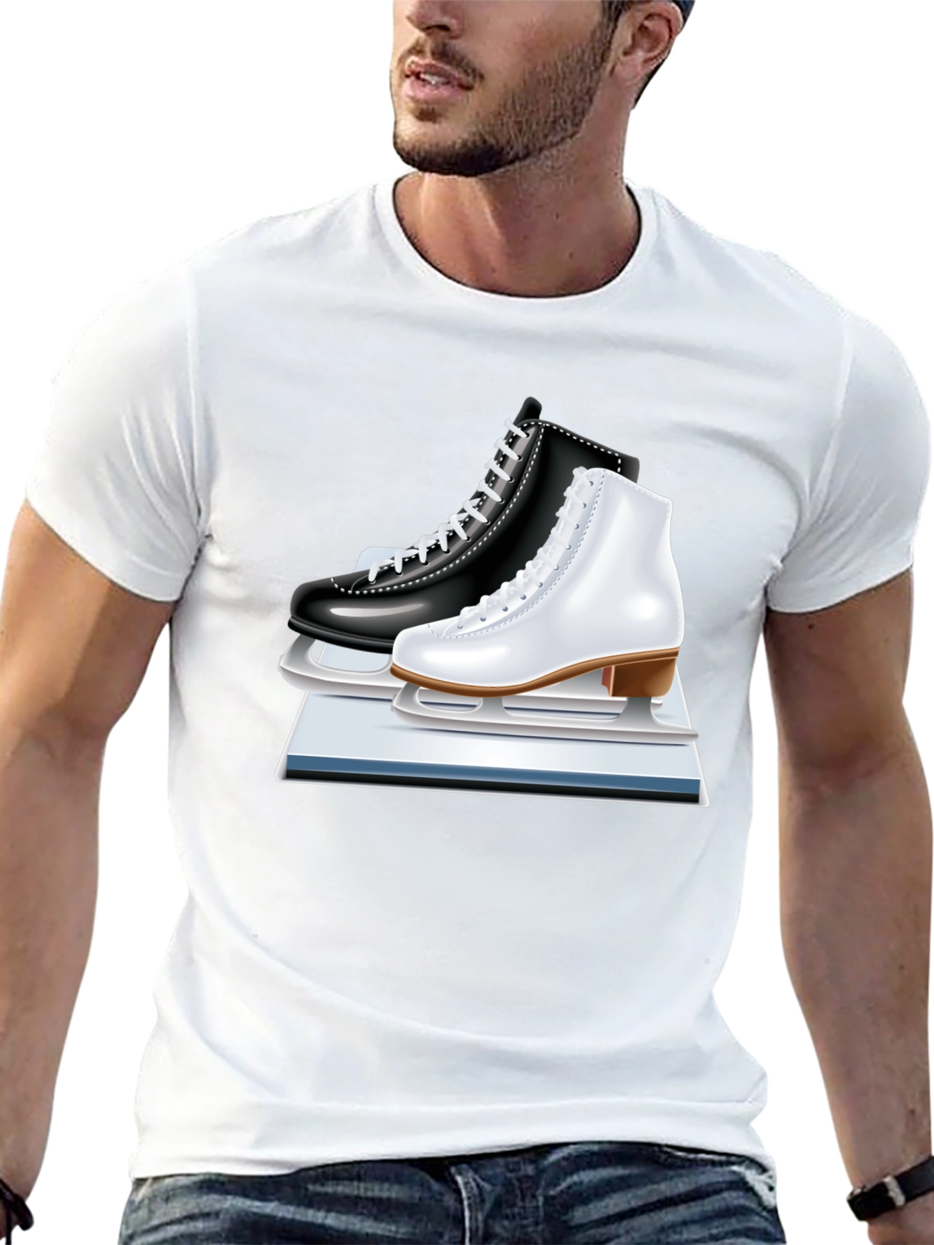 Black Ice Skating Tee - Figure Skates Graphic Shirt view 13