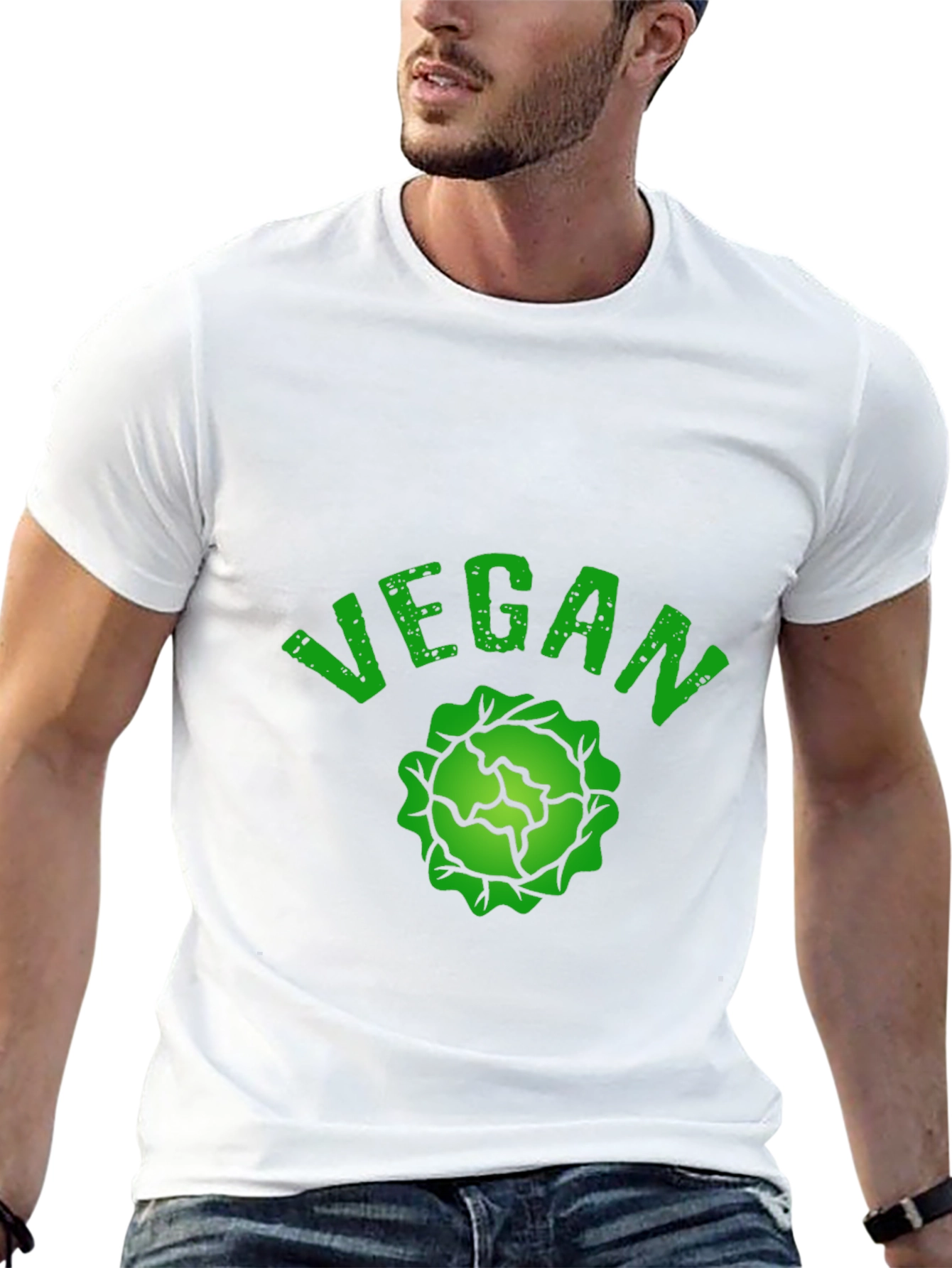 Black Vegan Cabbage Graphic T-Shirt - Black view 13