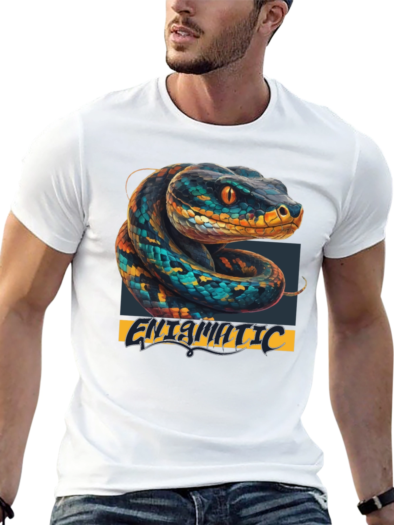 Black Snake Graphic T-Shirt - Cool Animal Print Tee view 13