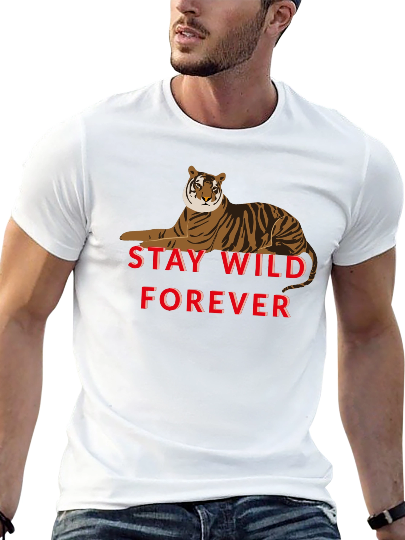 Black Stay Wild Forever Tiger Graphic T-Shirt view 13