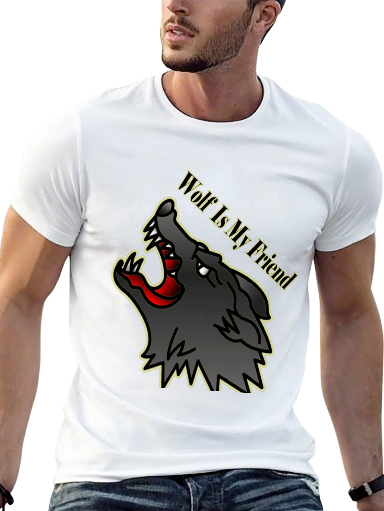 Black Wolf Is My Friend Graphic Tee - Black view 13