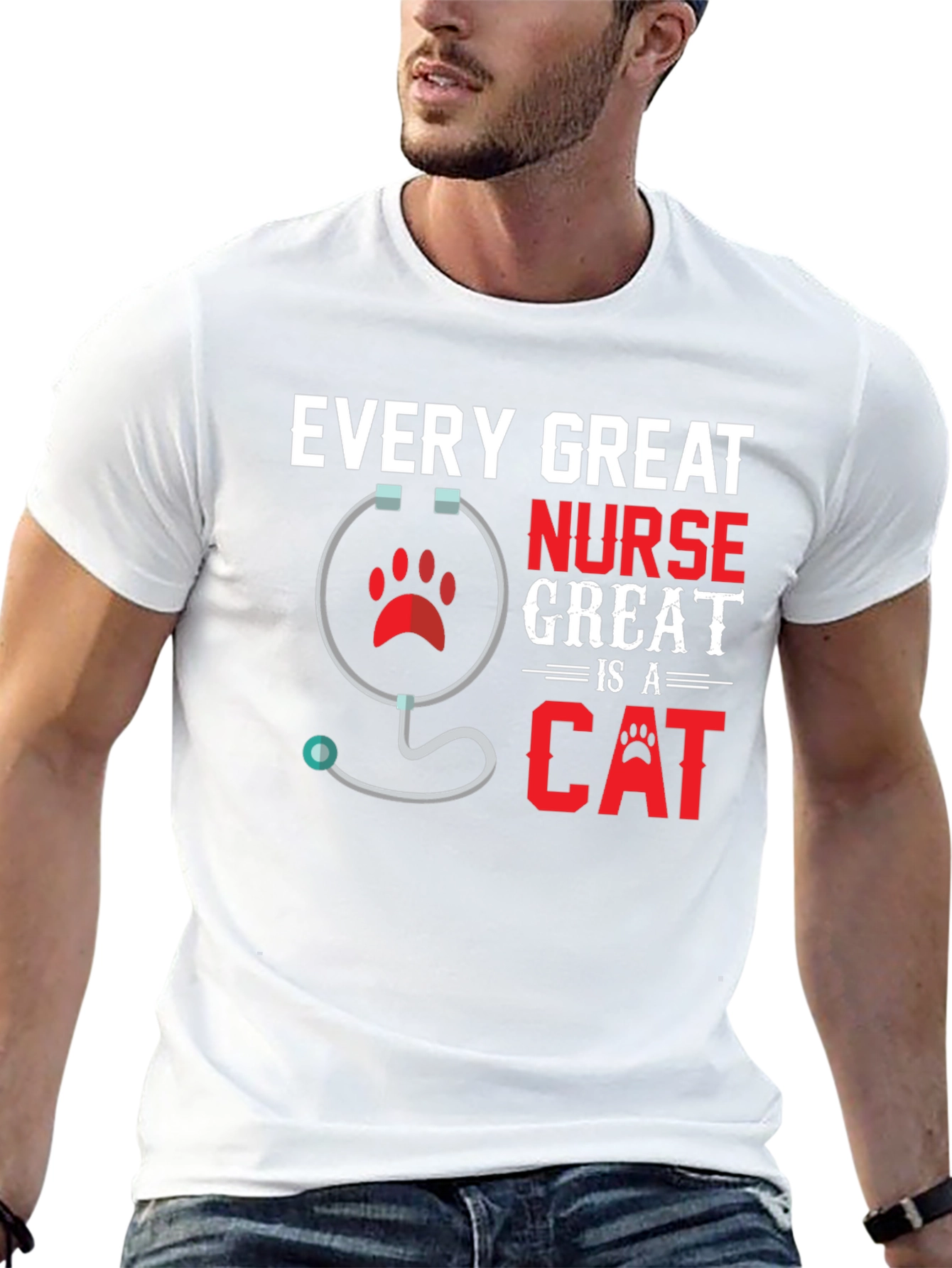 Black Every Great Nurse Is a Cat T-Shirt view 13