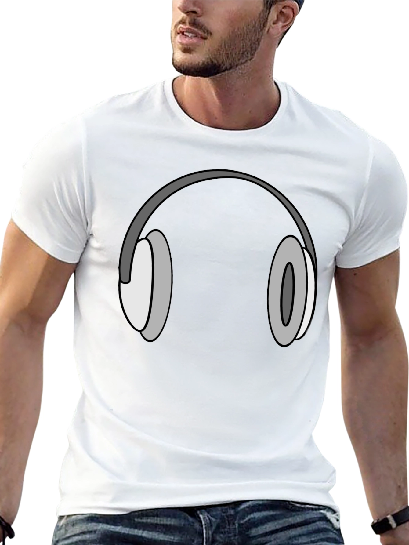 Black Headphone Graphic Tee - Cool Black T-Shirt view 13
