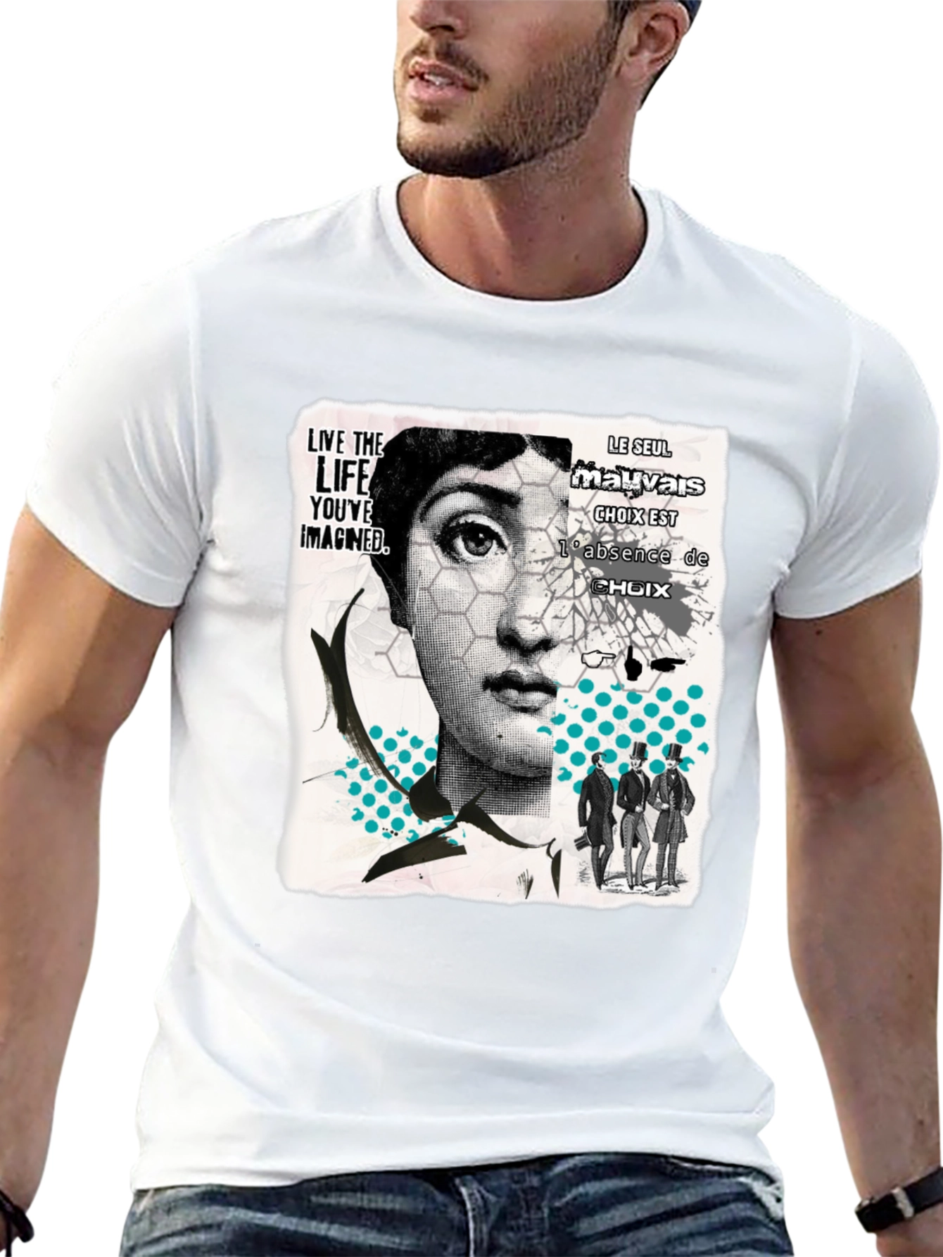 Black Abstract Graphic Print Men's Black T-Shirt view 13