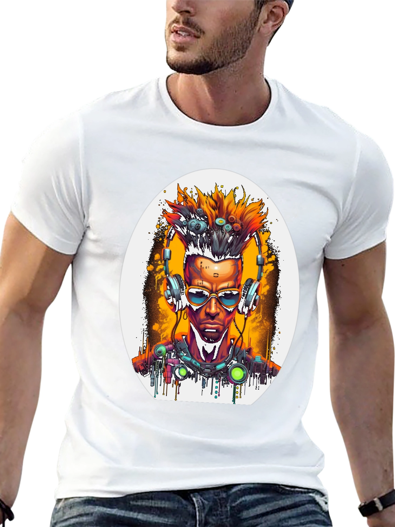 Black Cyberpunk Art T-Shirt view 13