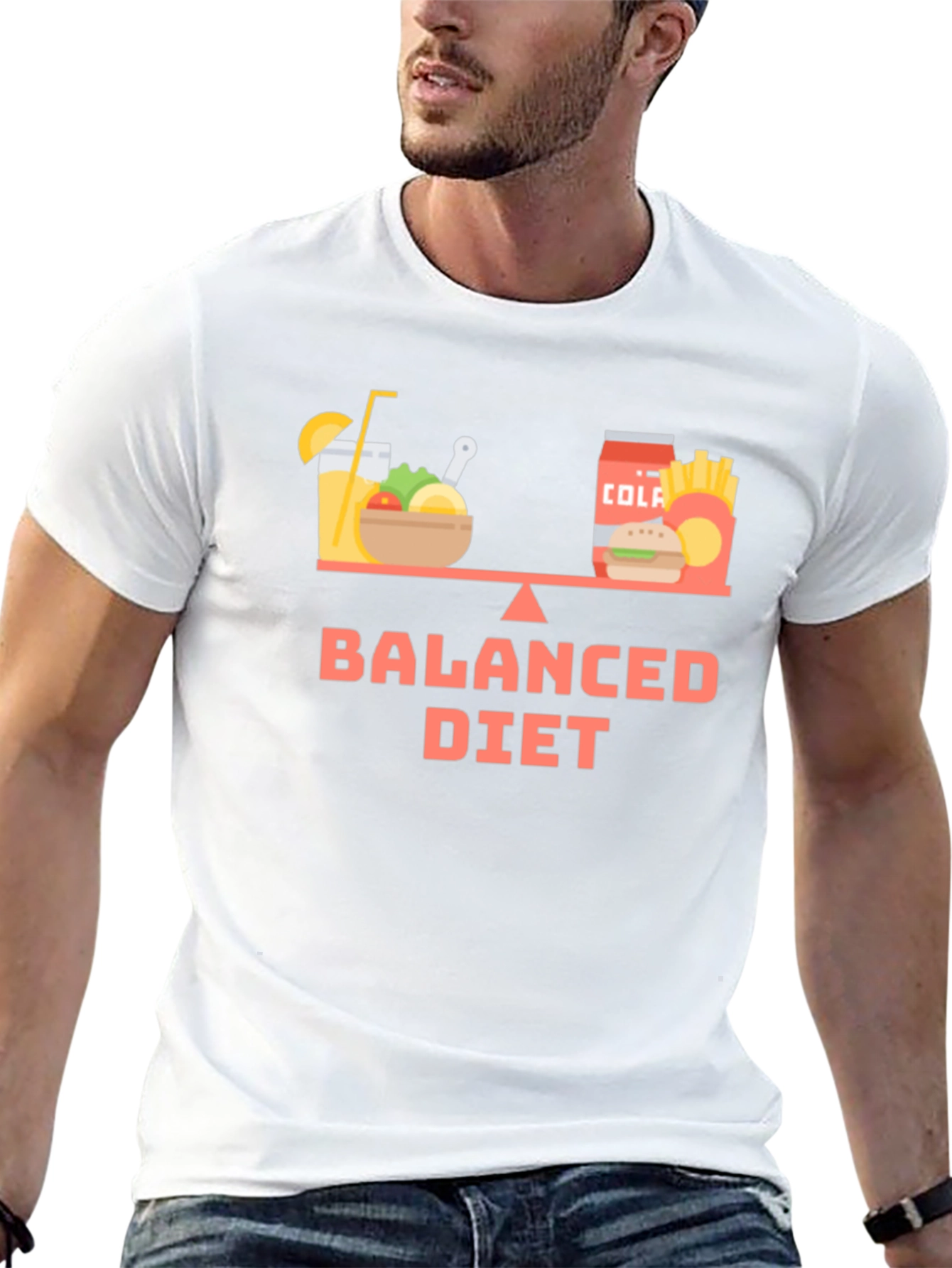 Black Balanced Diet T-Shirt - Funny Foodie Tee view 13