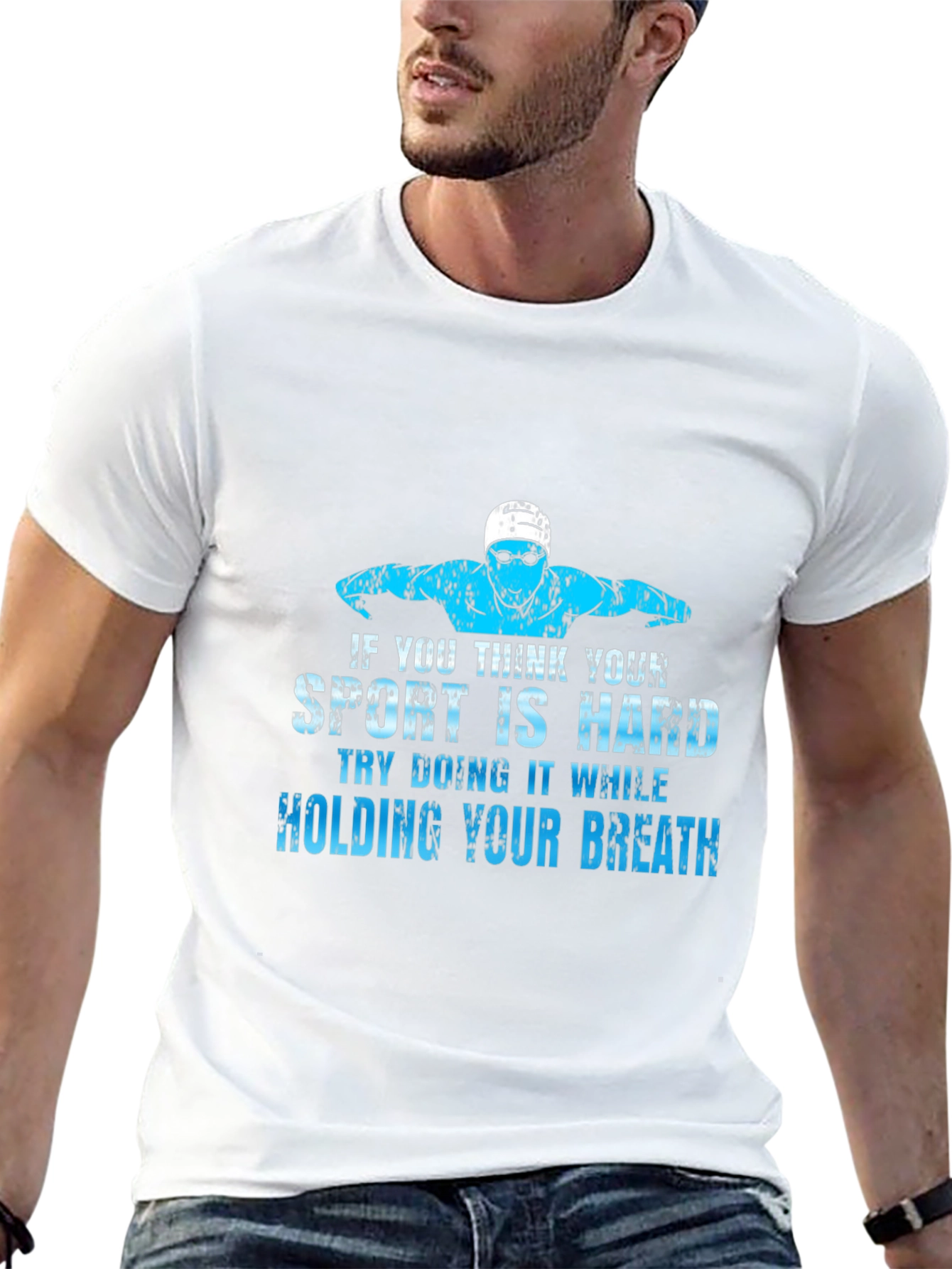 Black Funny Swimming T-Shirt - Holding Your Breath Sport view 13