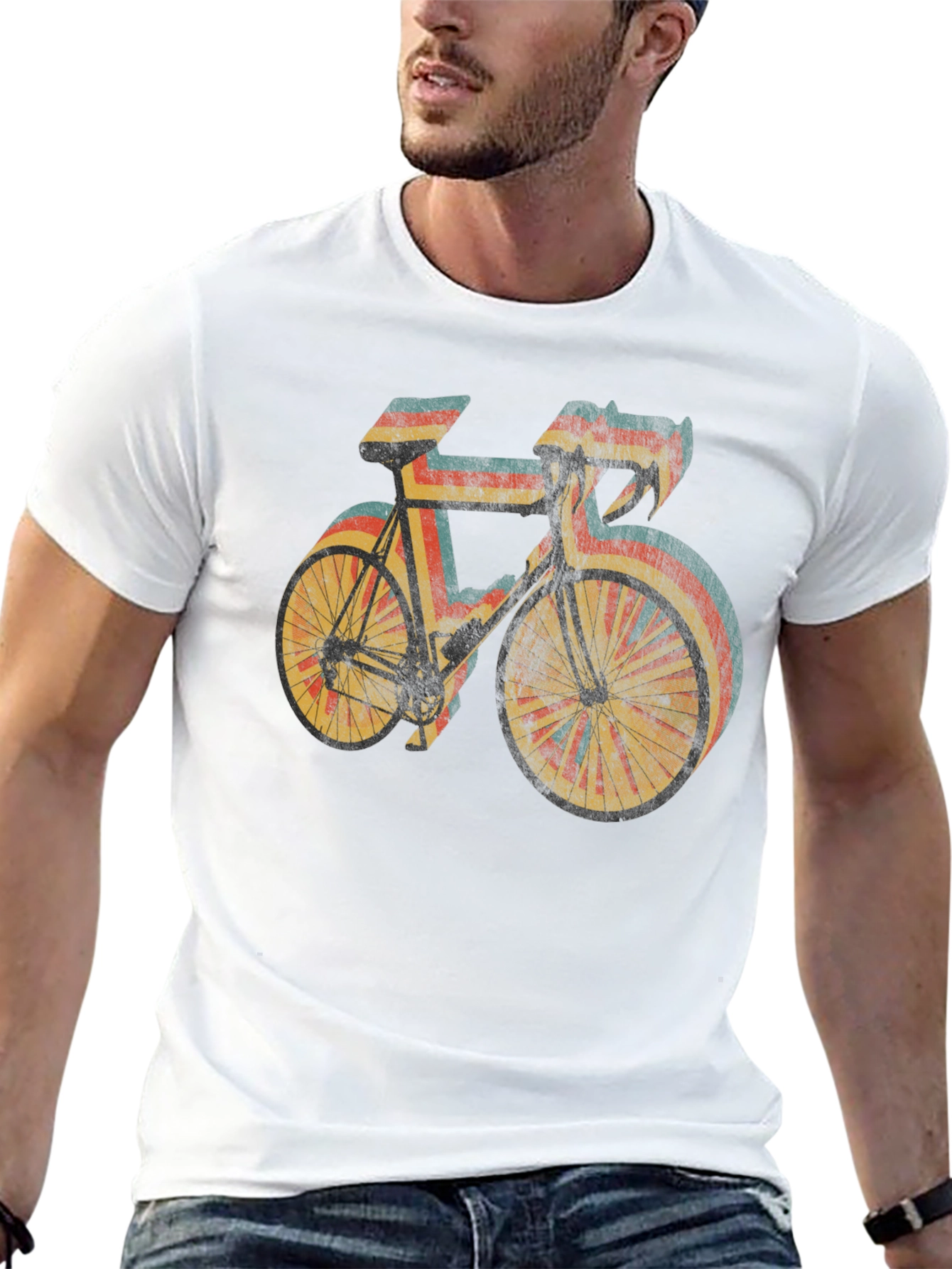 Black Retro Style Cycling T-Shirt - Black view 13