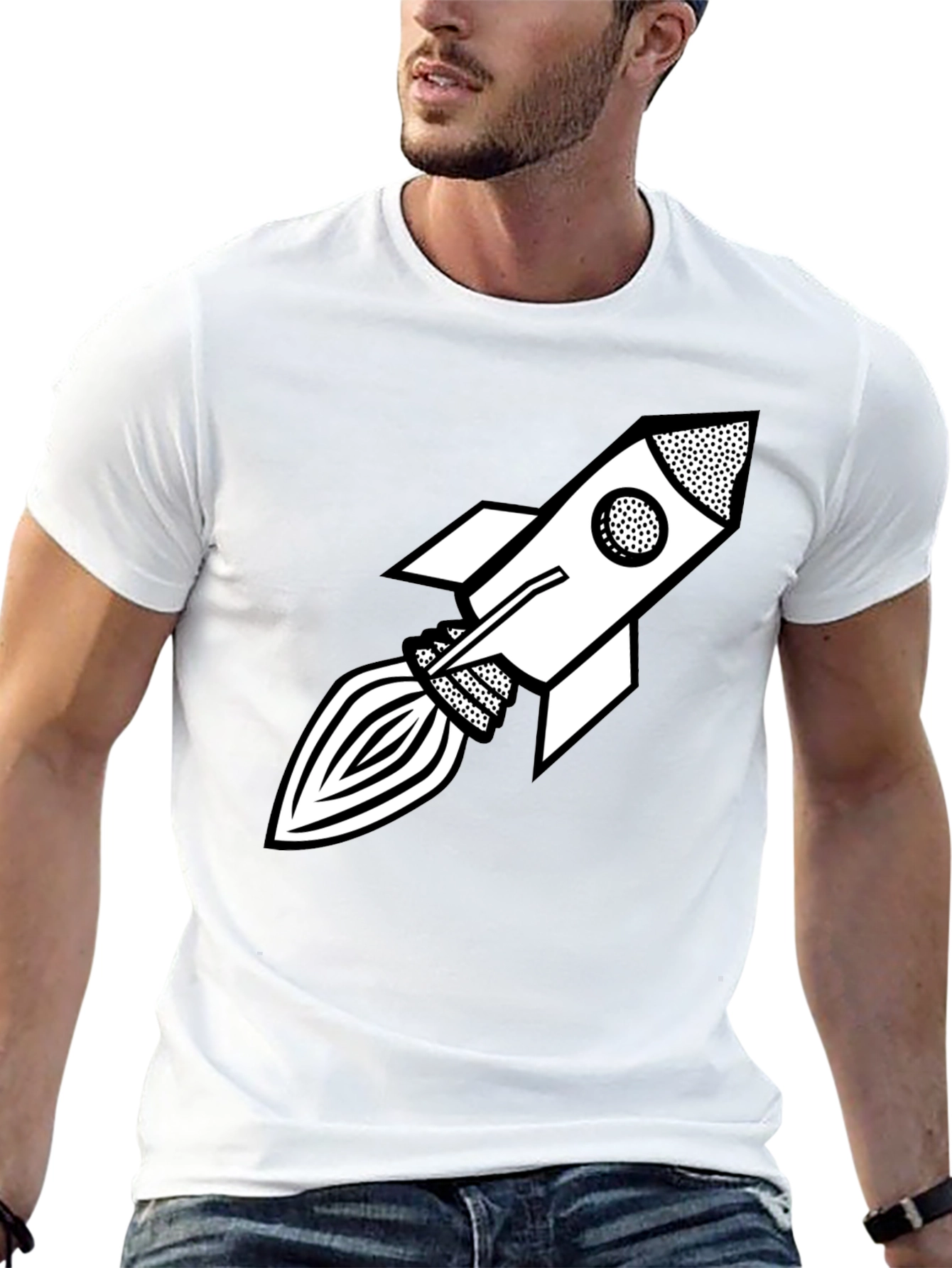 Black Retro Rocket Graphic Tee - Black view 13