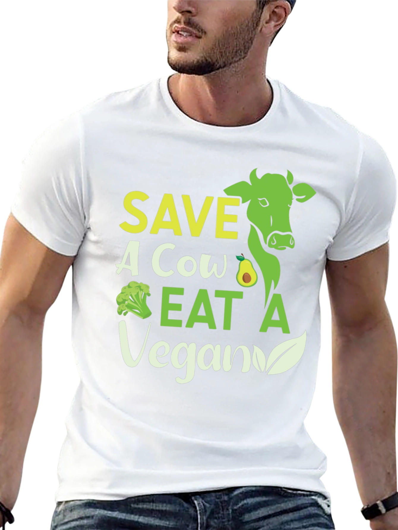 Black Save A Cow Eat A Vegan Graphic T-Shirt view 13
