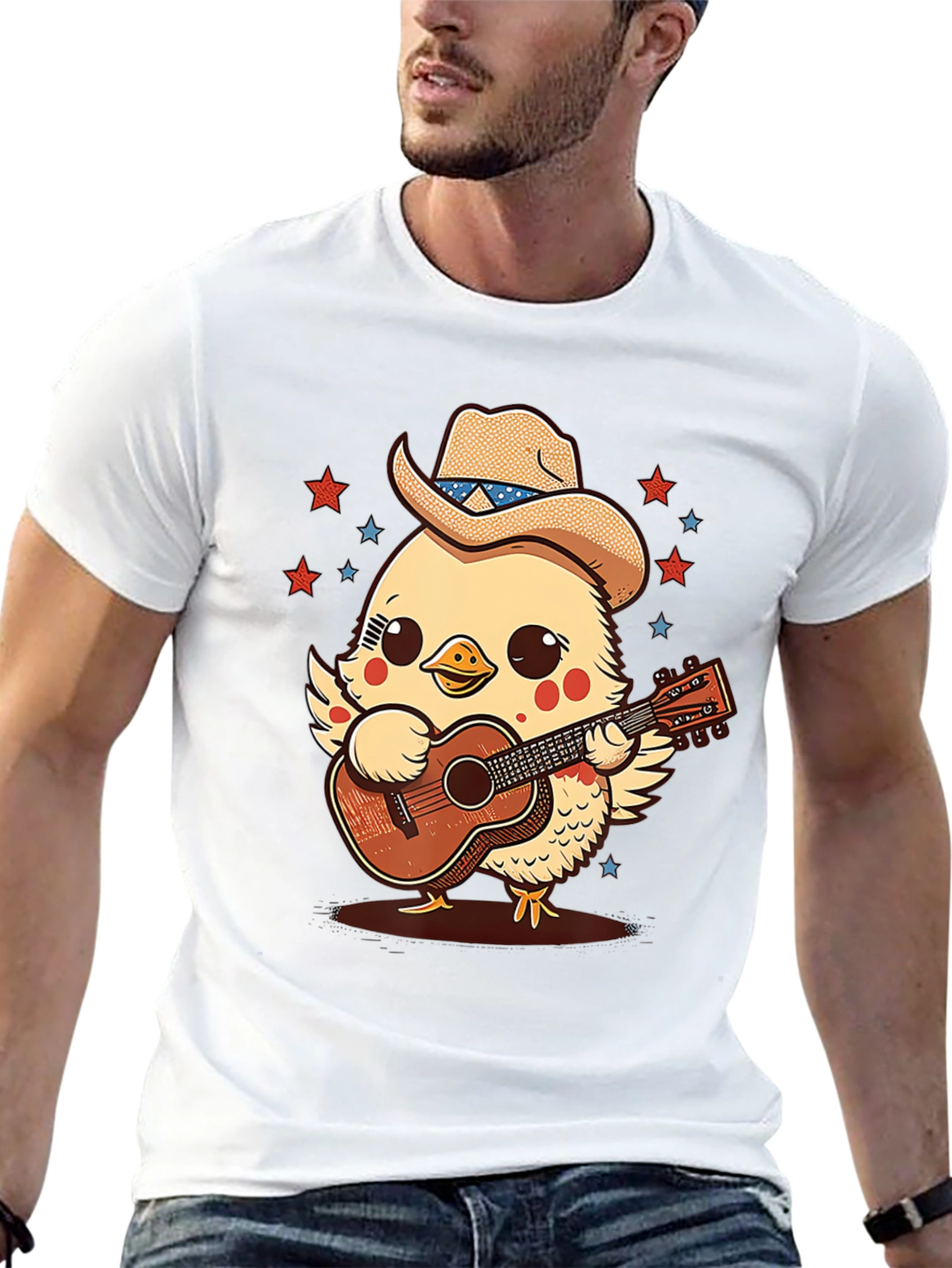 Black Cute Cowboy Chick Guitar T-Shirt view 13
