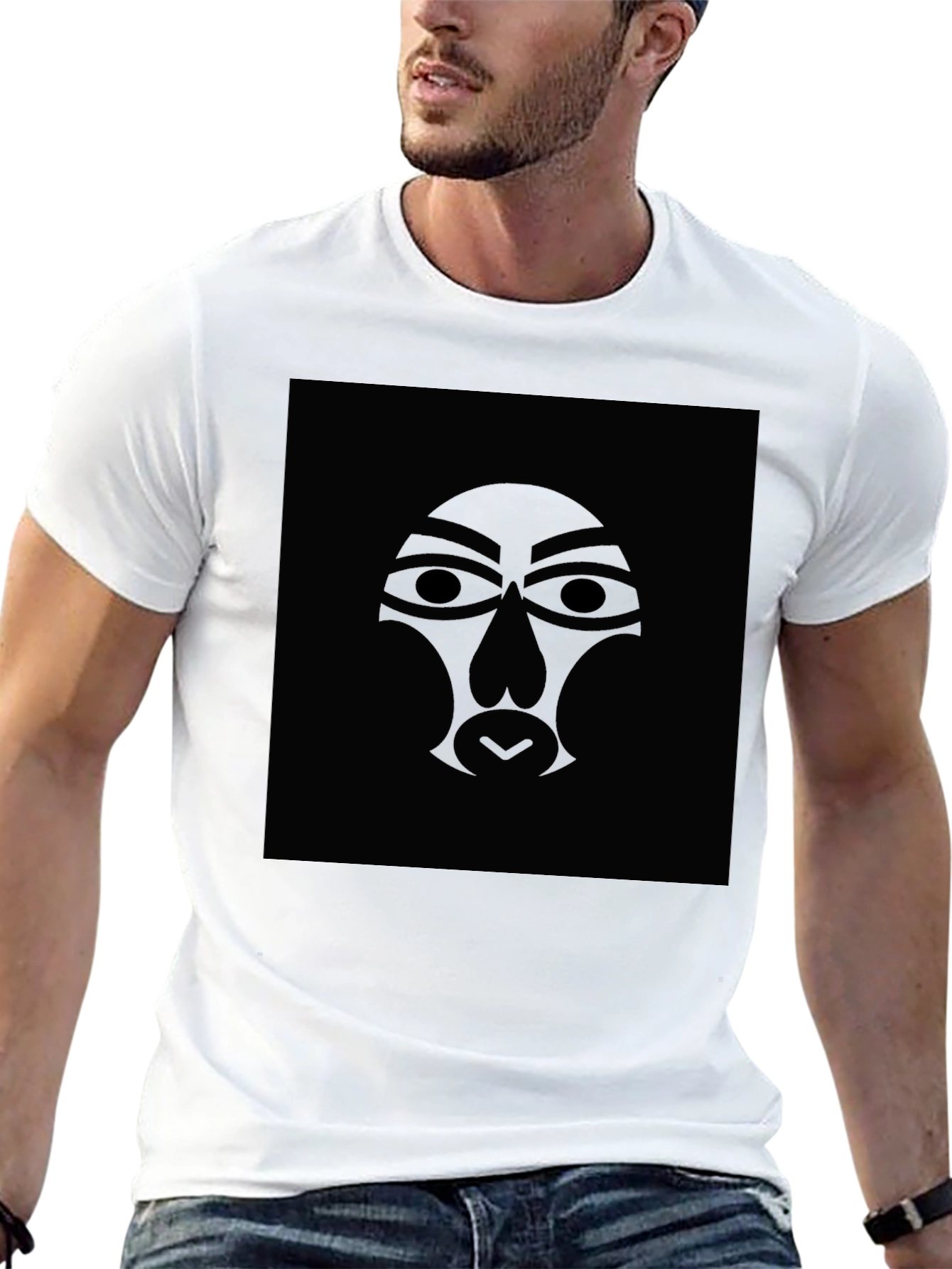 Black Tribal Mask Graphic Tee - Black T-Shirt view 13