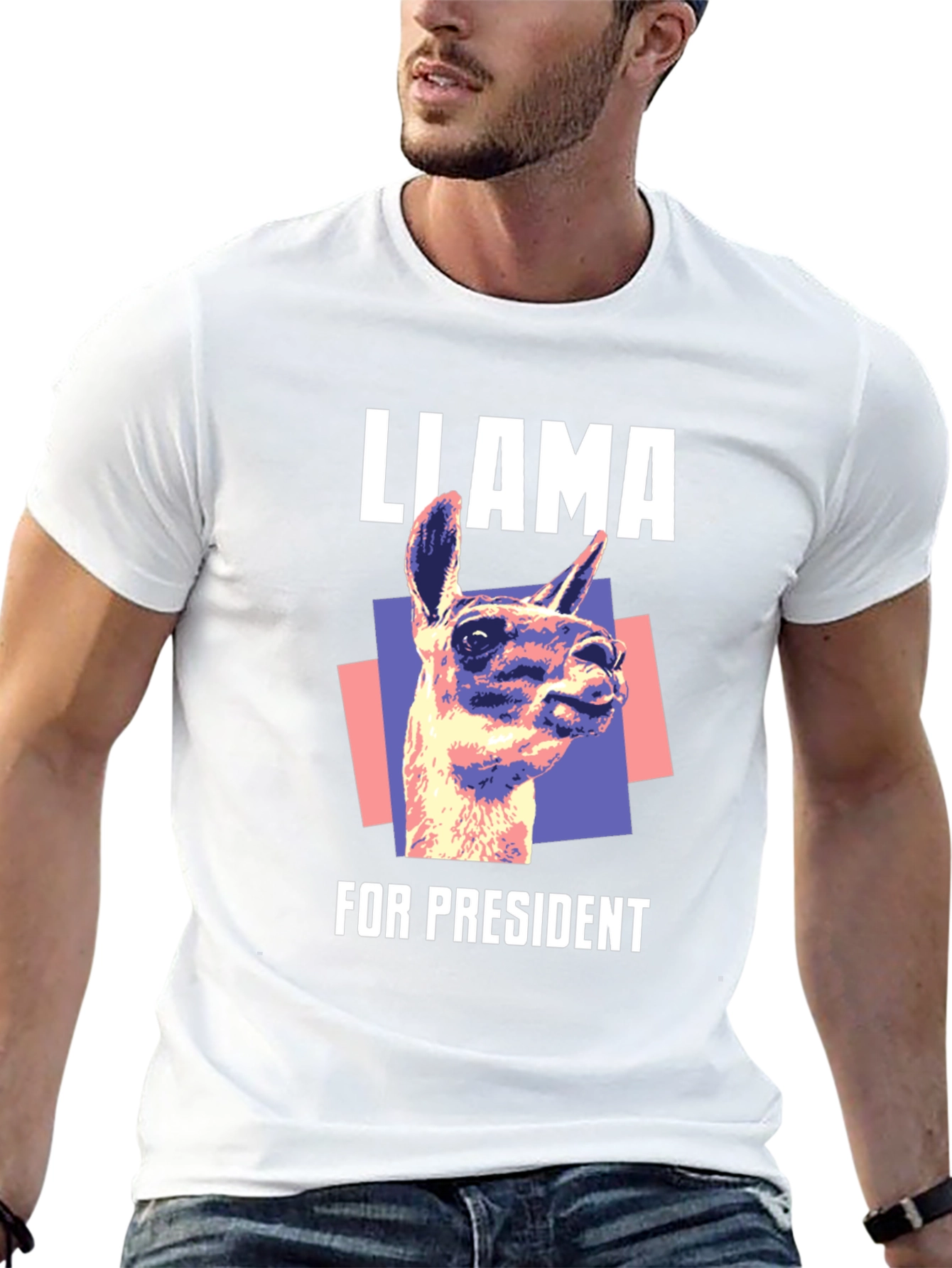 Black Llama For President Graphic T-Shirt view 13