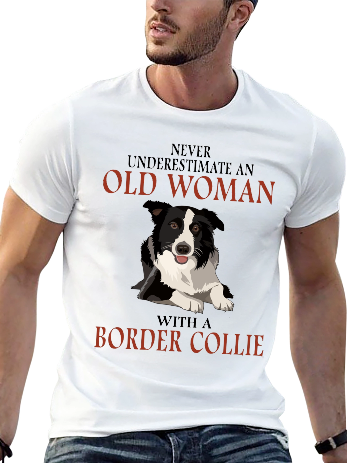 Black Never Underestimate Old Woman Border Collie T-Shirt view 13