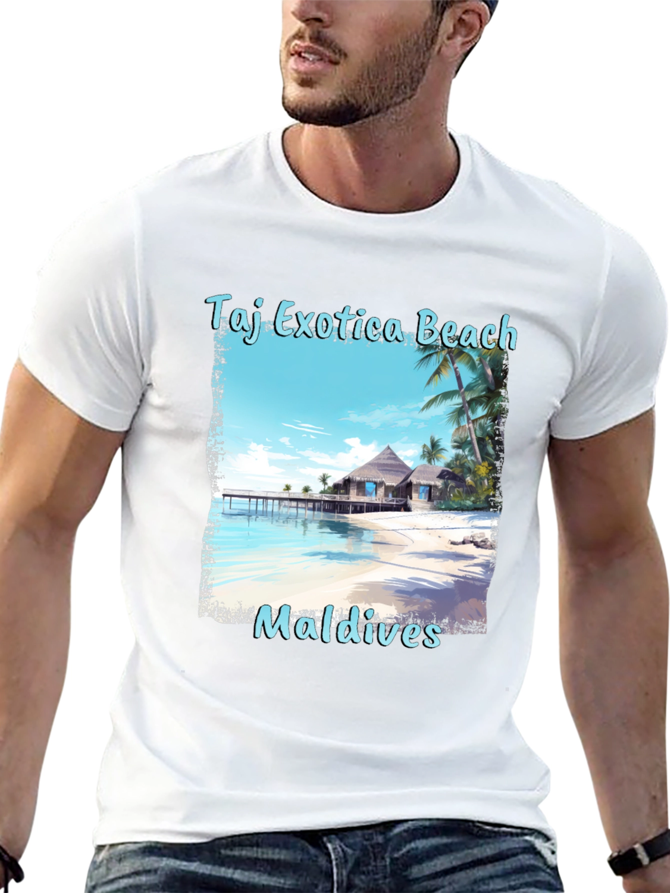 Black Taj Exotica Beach Maldives T-Shirt view 13